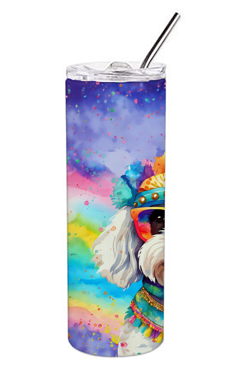 Bichon Frise Hippie Dawg Stainless Steel Skinny Tumbler