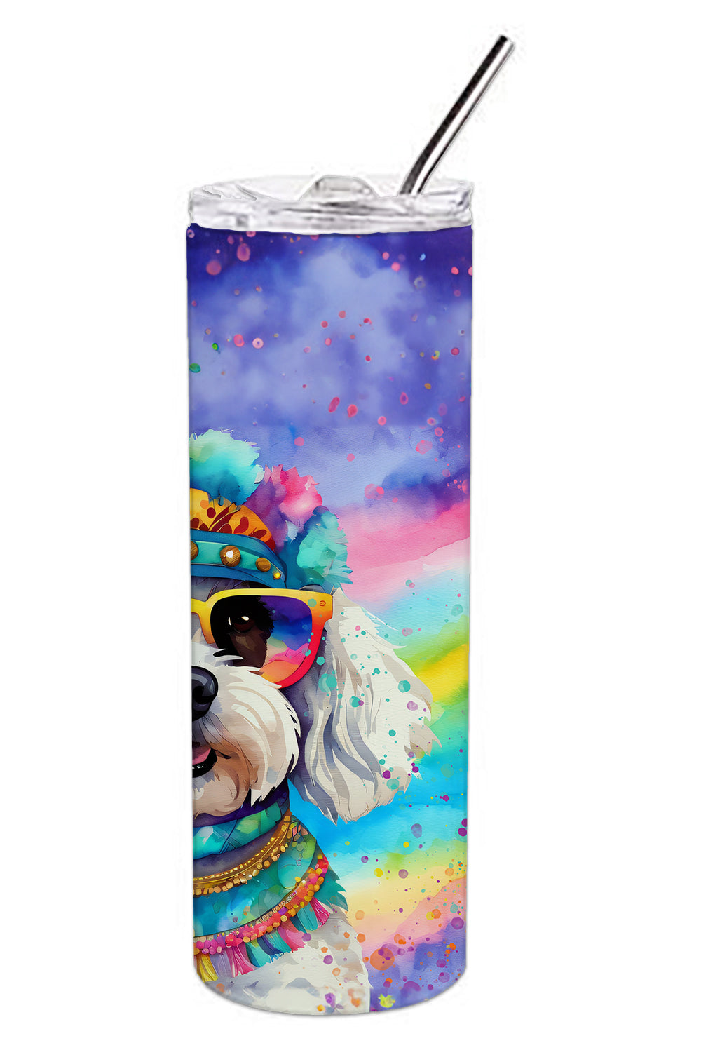 Bichon Frise Hippie Dawg Stainless Steel Skinny Tumbler