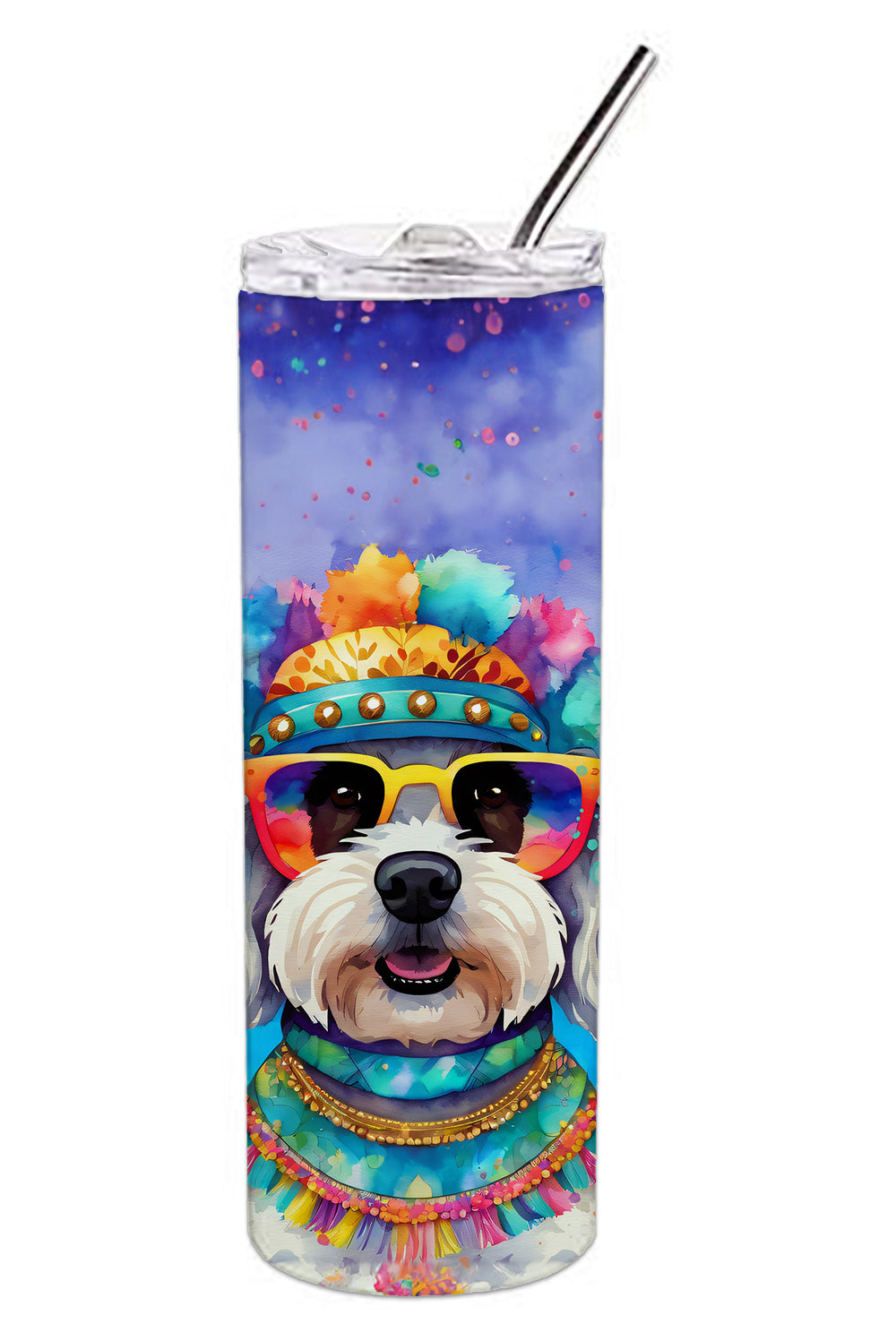 Bichon Frise Hippie Dawg Stainless Steel Skinny Tumbler