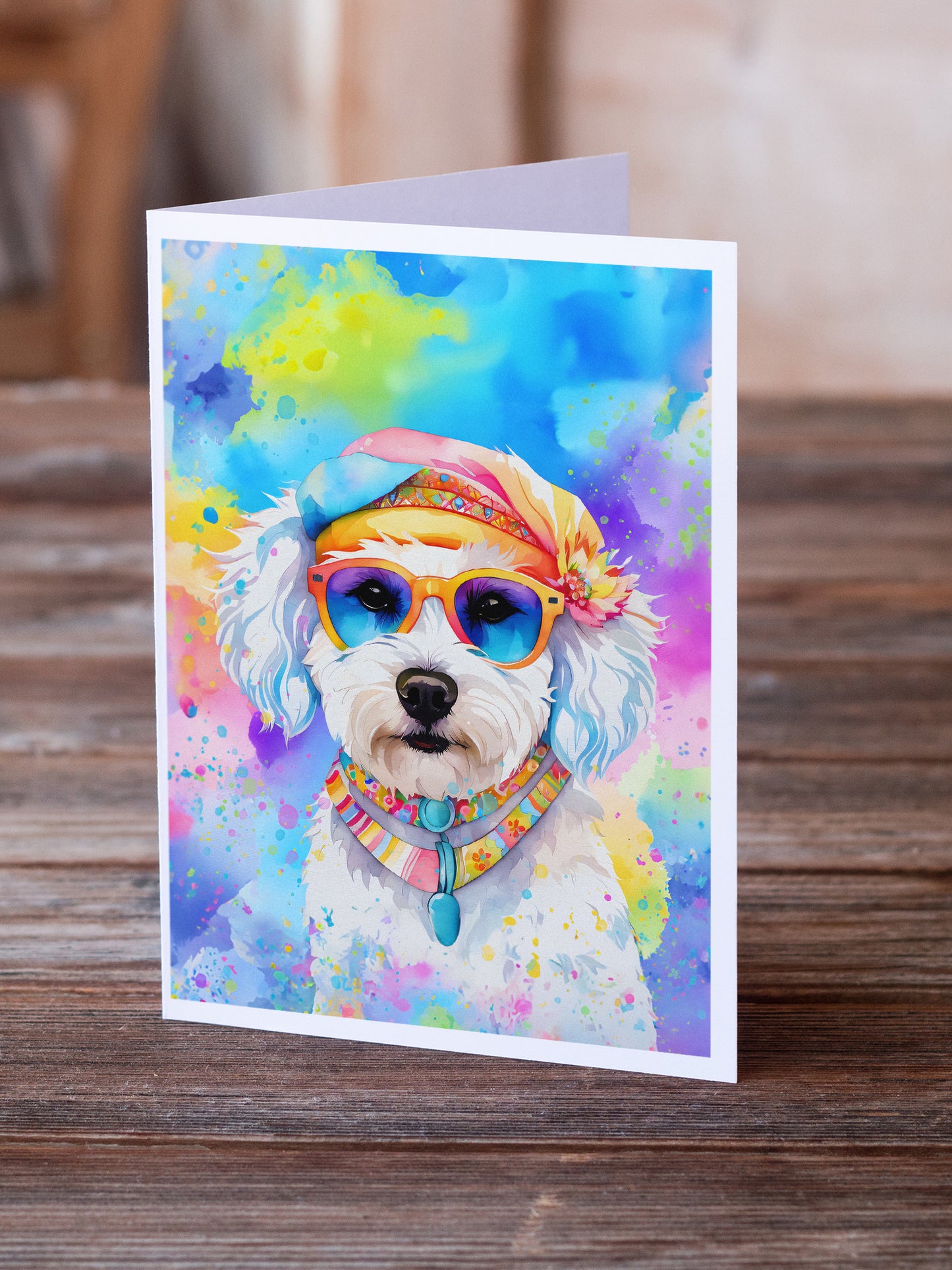 Bichon Frise Hippie Dawg Greeting Cards Pack of 8