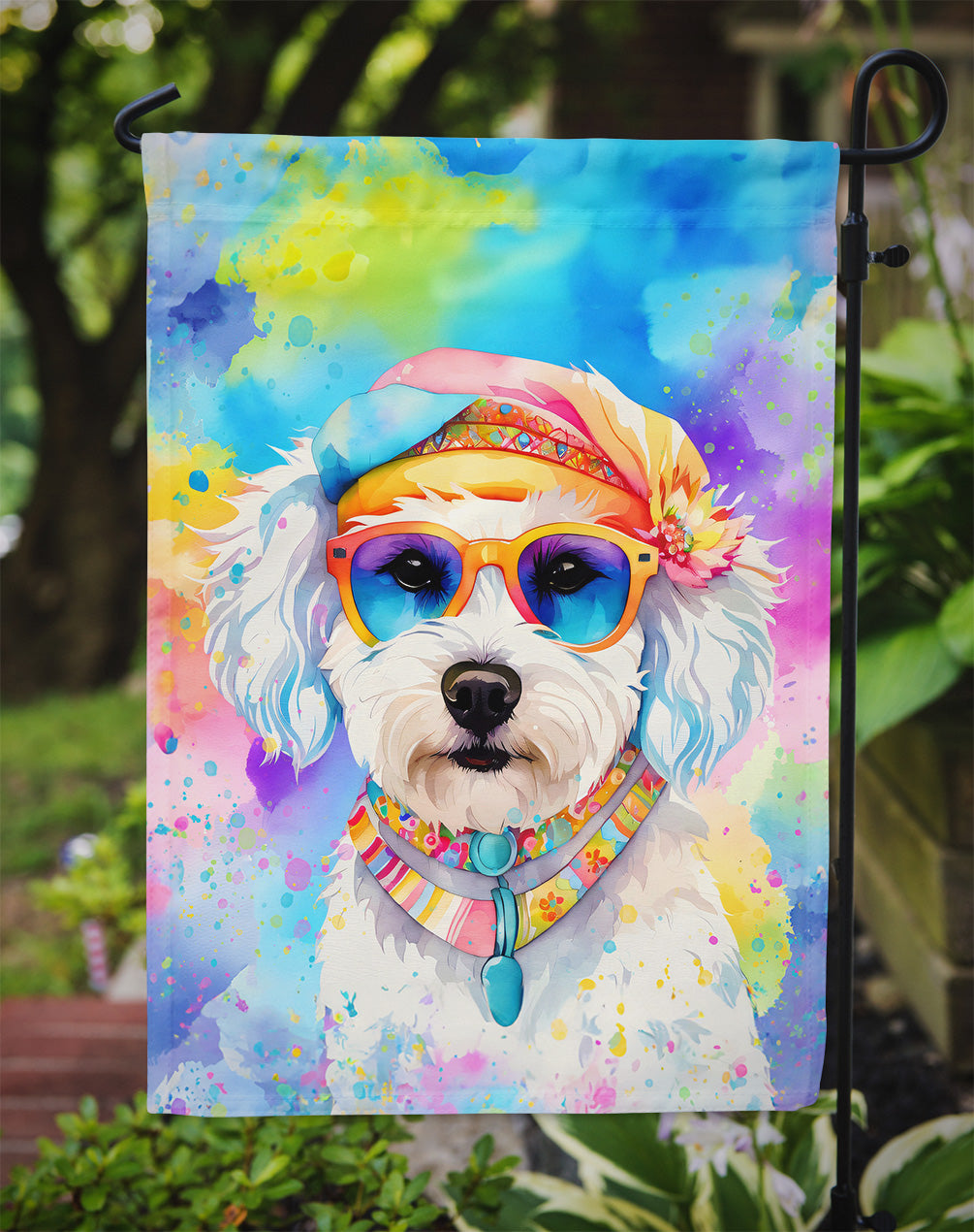 Bichon Frise Hippie Dawg Garden Flag