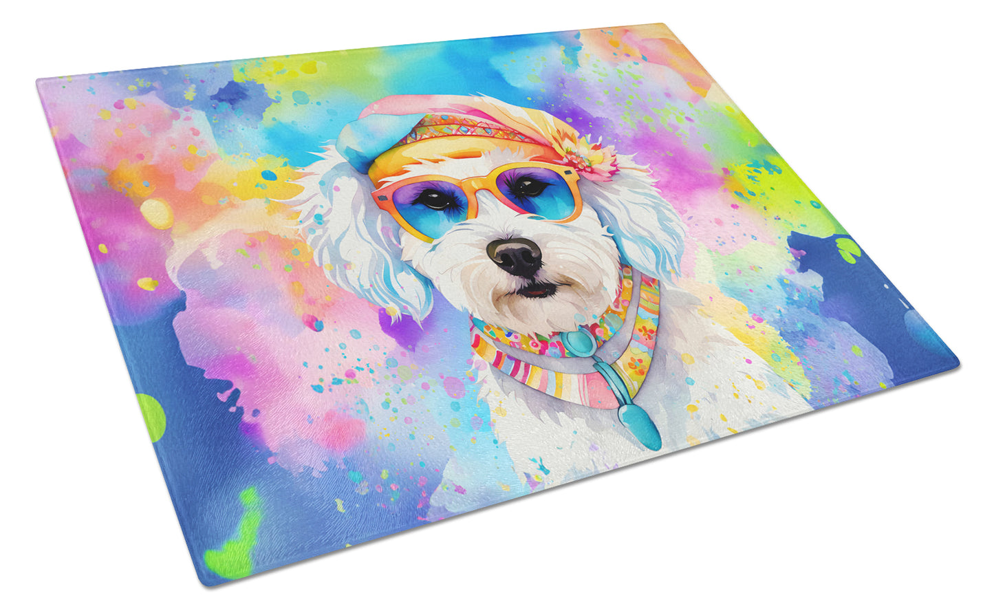 Buy this Bichon Frise Hippie Dawg Glass Cutting Board