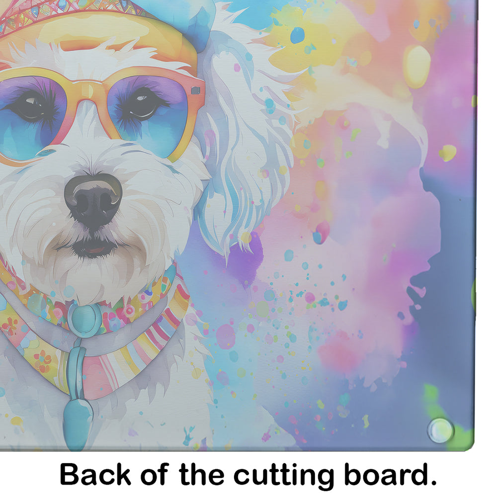 Bichon Frise Hippie Dawg Glass Cutting Board