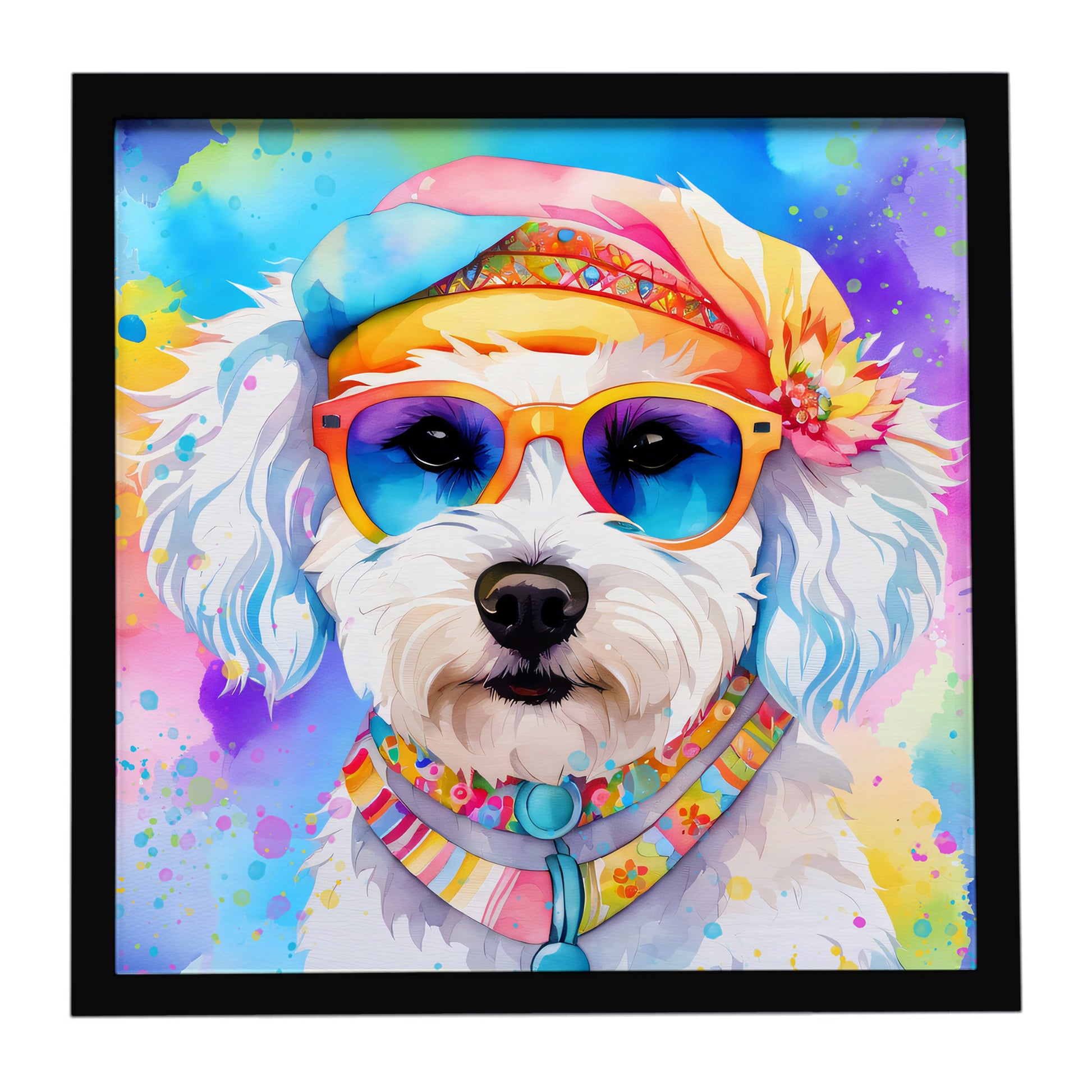 Buy this Bichon Frise Hippie Dawg Framed Metal Print