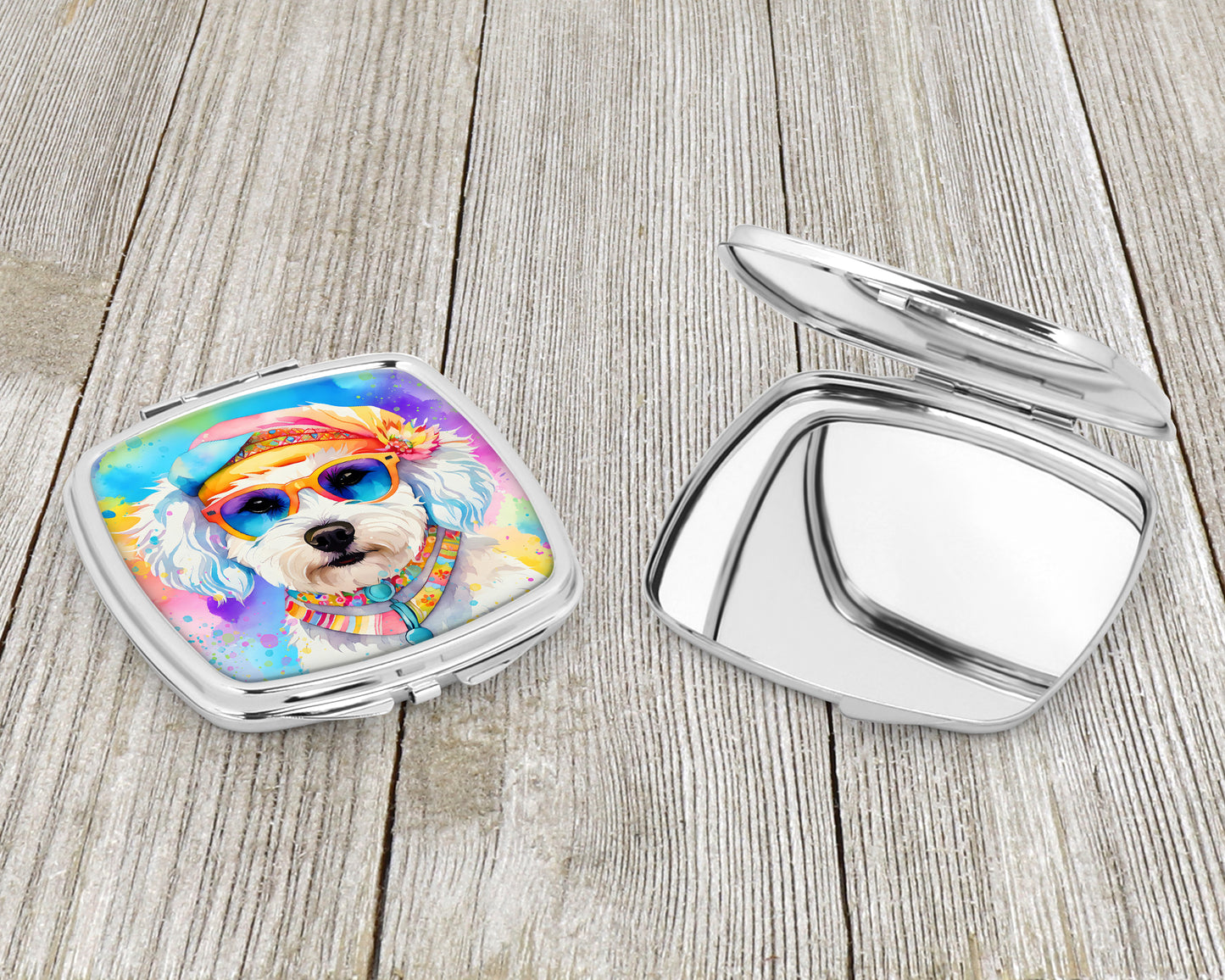 Bichon Frise Hippie Dawg Compact Mirror