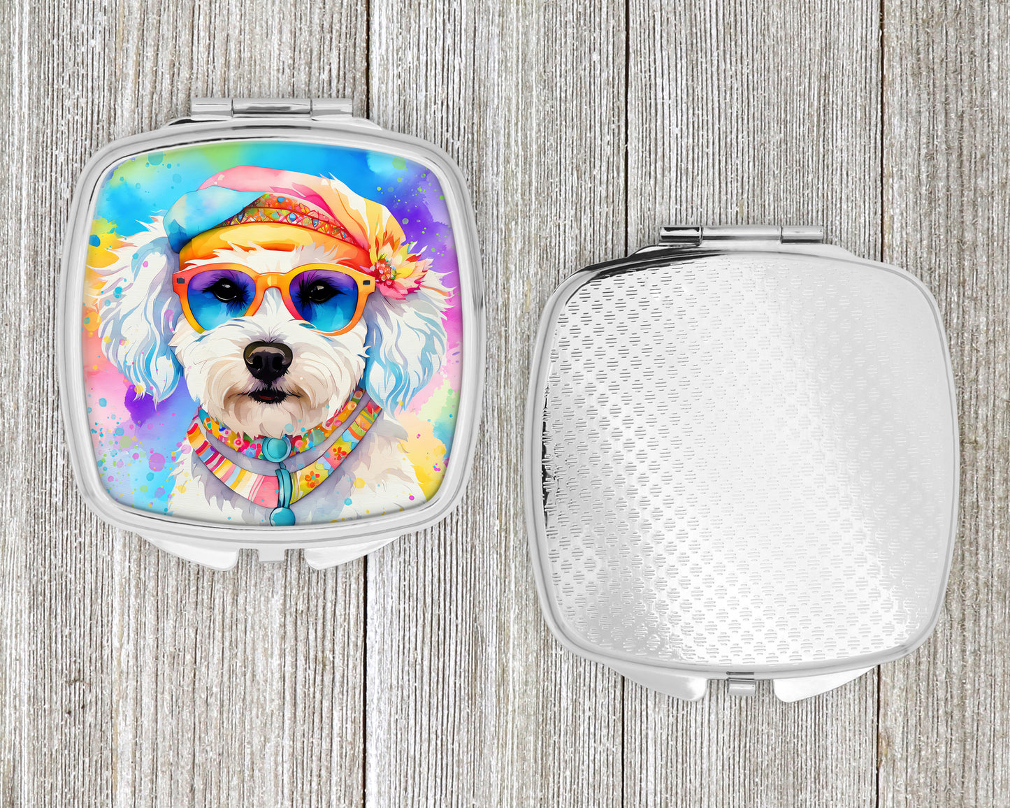 Bichon Frise Hippie Dawg Compact Mirror