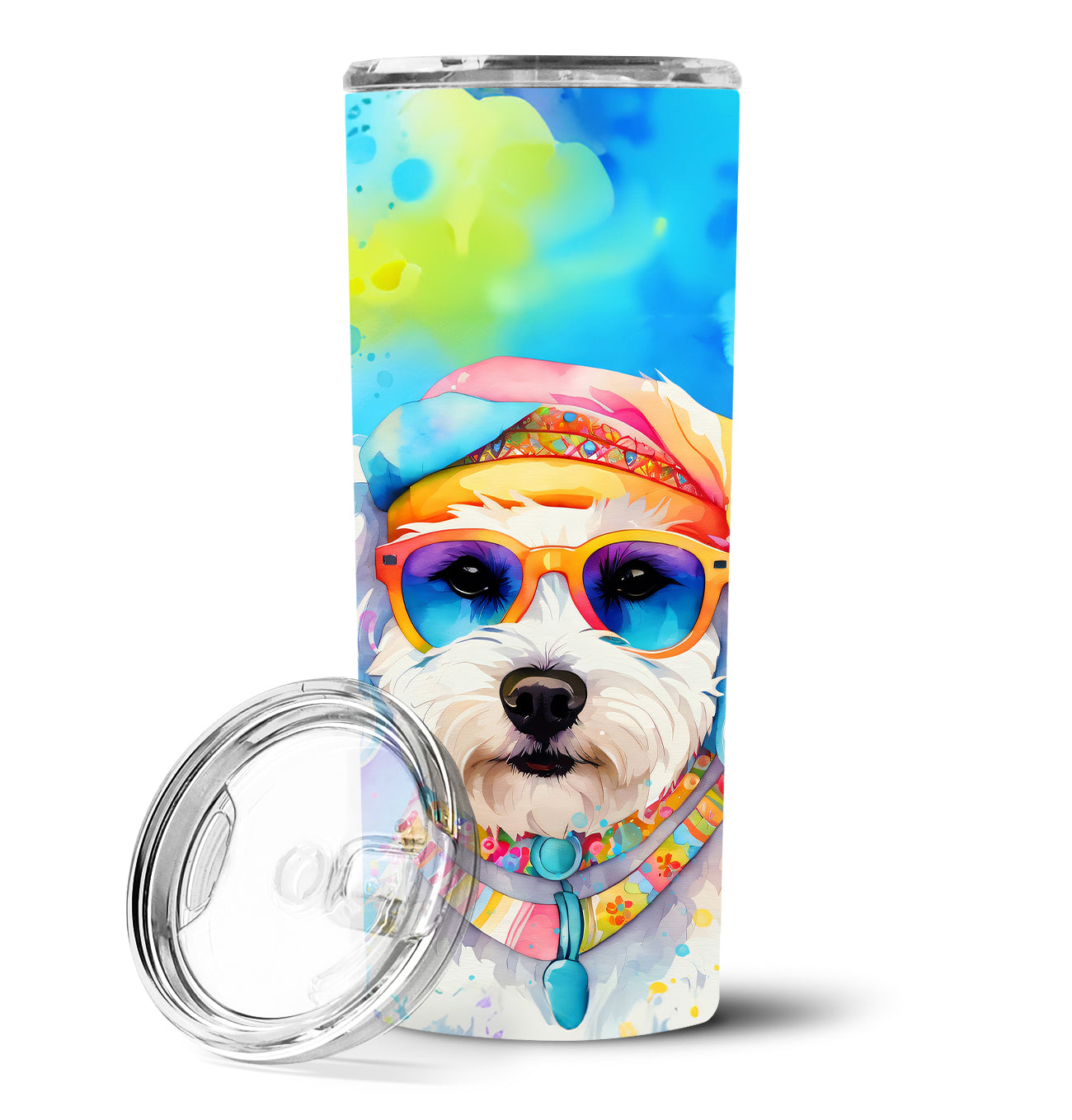 Buy this Bichon Frise Hippie Dawg Stainless Steel Skinny Tumbler