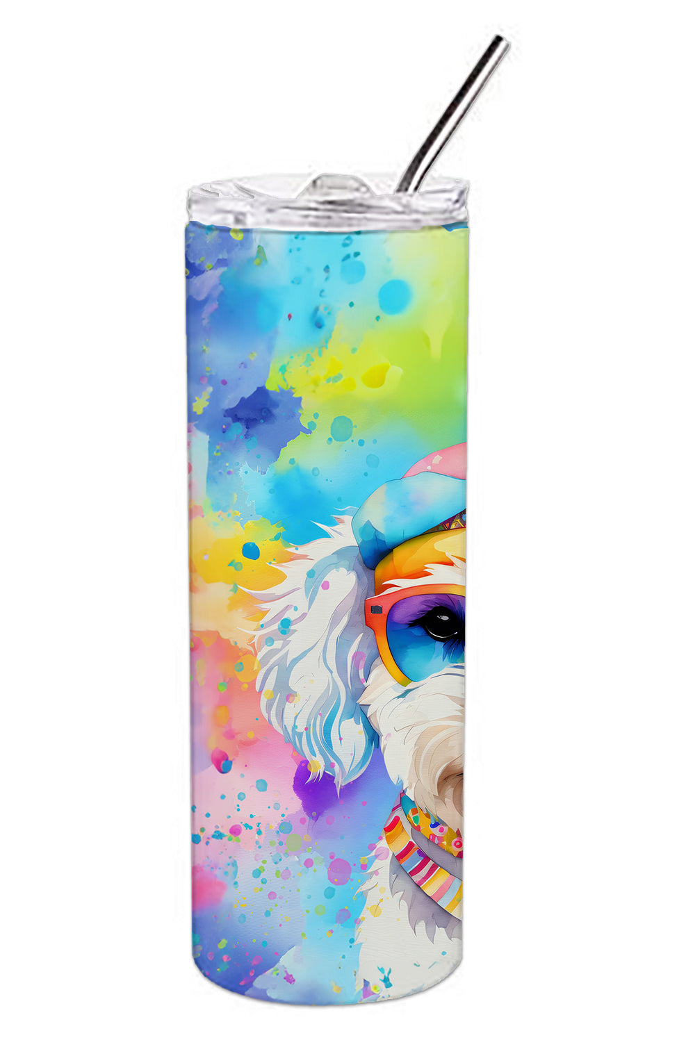 Bichon Frise Hippie Dawg Stainless Steel Skinny Tumbler