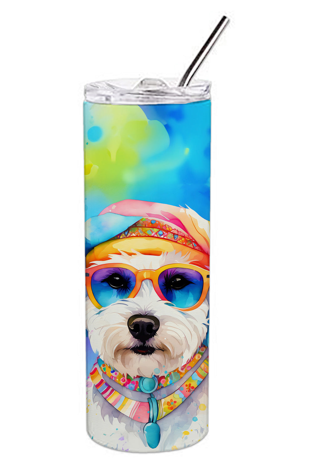 Bichon Frise Hippie Dawg Stainless Steel Skinny Tumbler