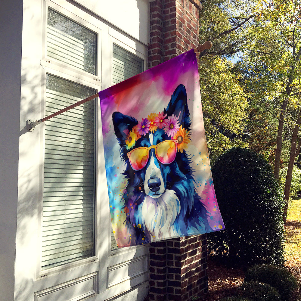 Border Collie Hippie Dawg House Flag