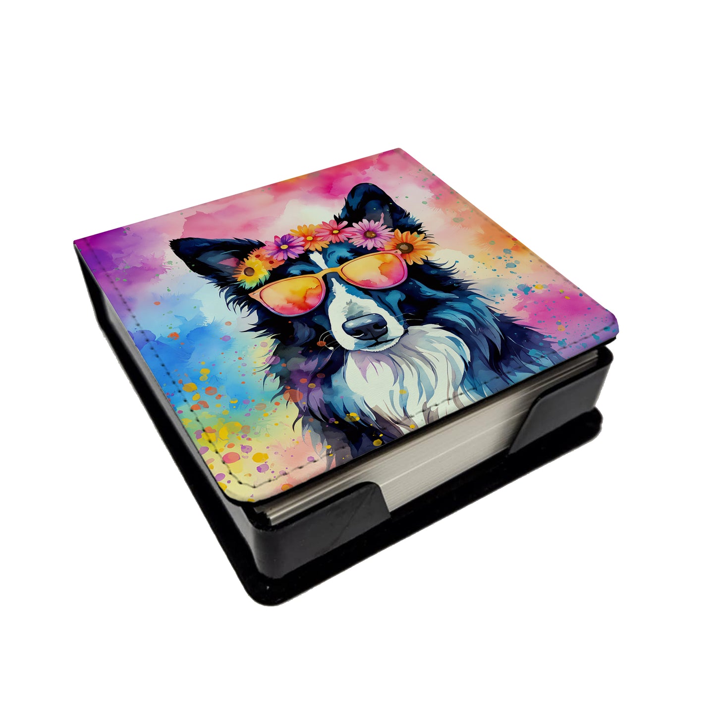 Buy this Border Collie Hippie Dawg PU Leather Note Paper Holder