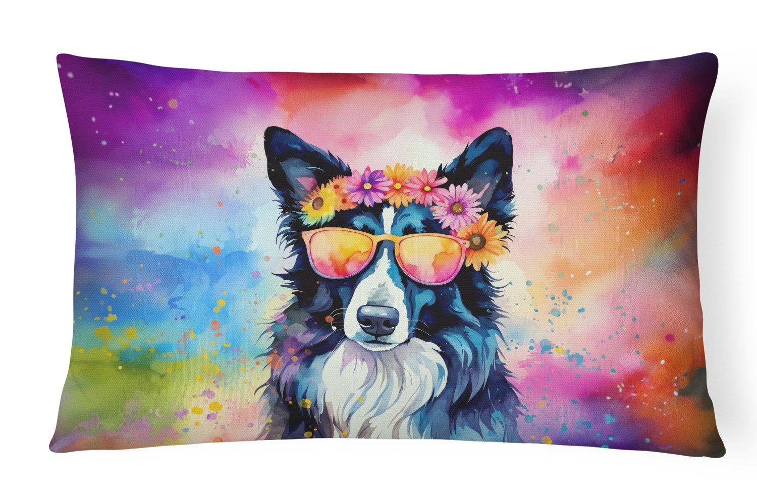 Buy this Border Collie Hippie Dawg Throw Pillow