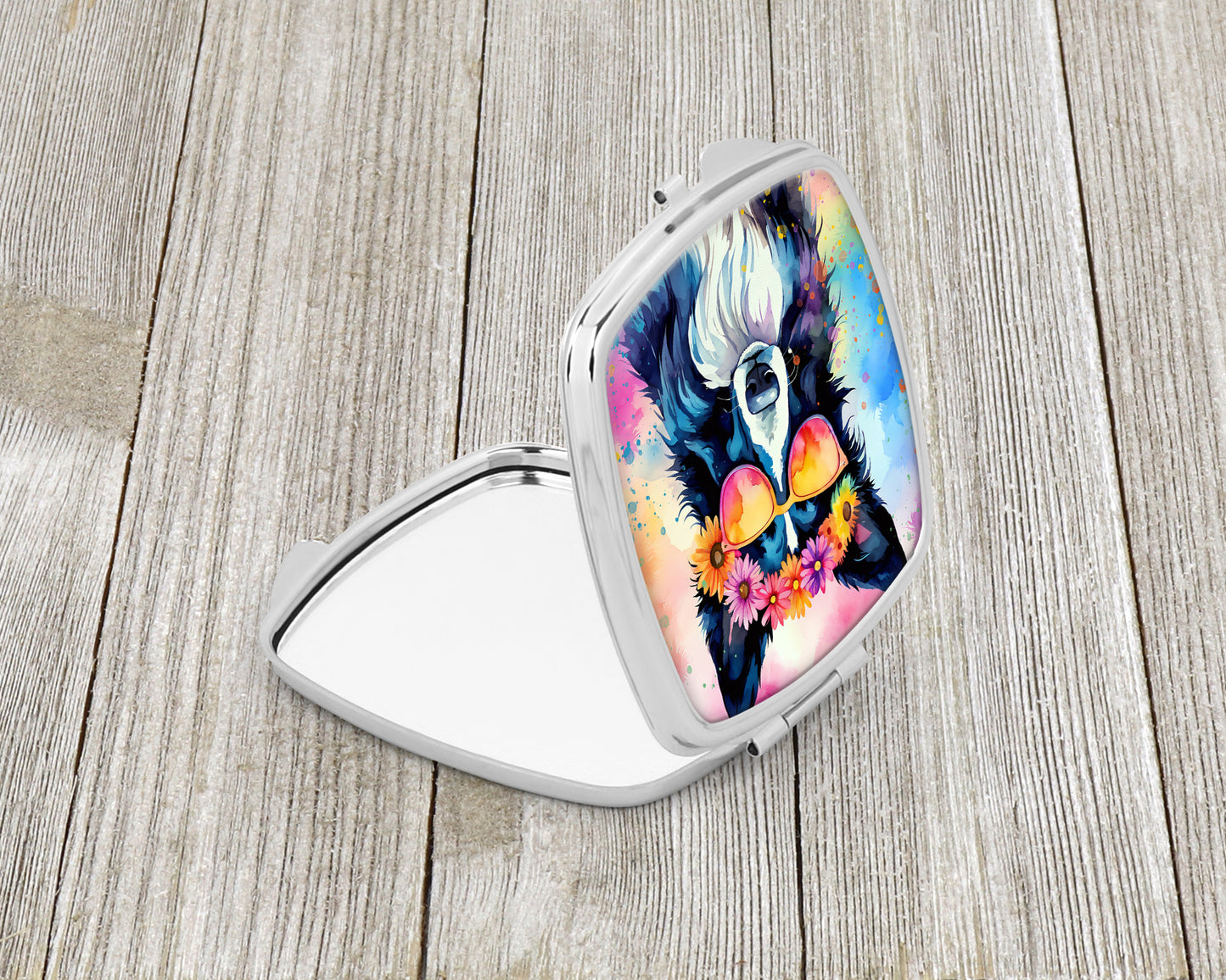 Border Collie Hippie Dawg Compact Mirror