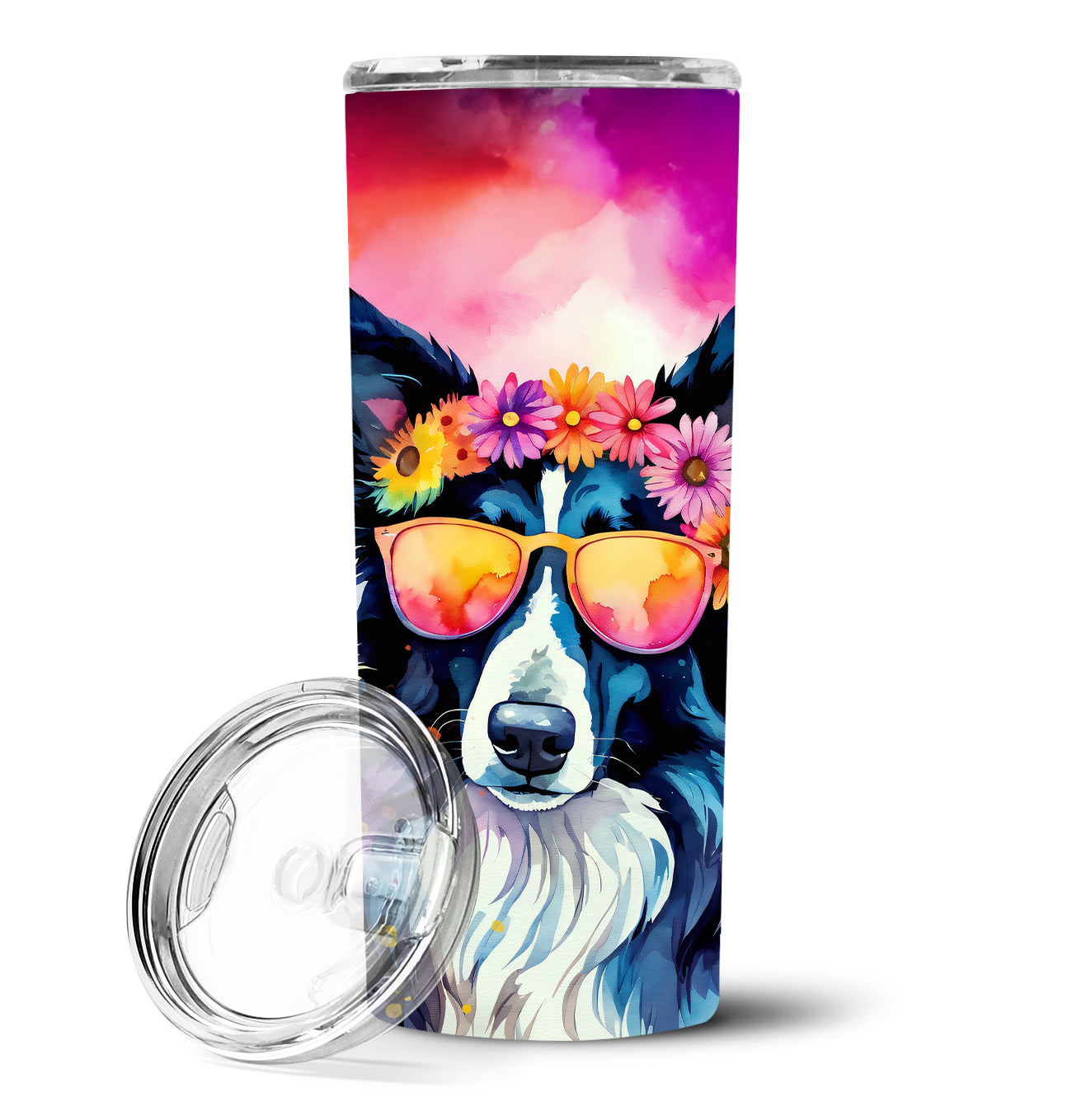 Buy this Border Collie Hippie Dawg Stainless Steel Skinny Tumbler