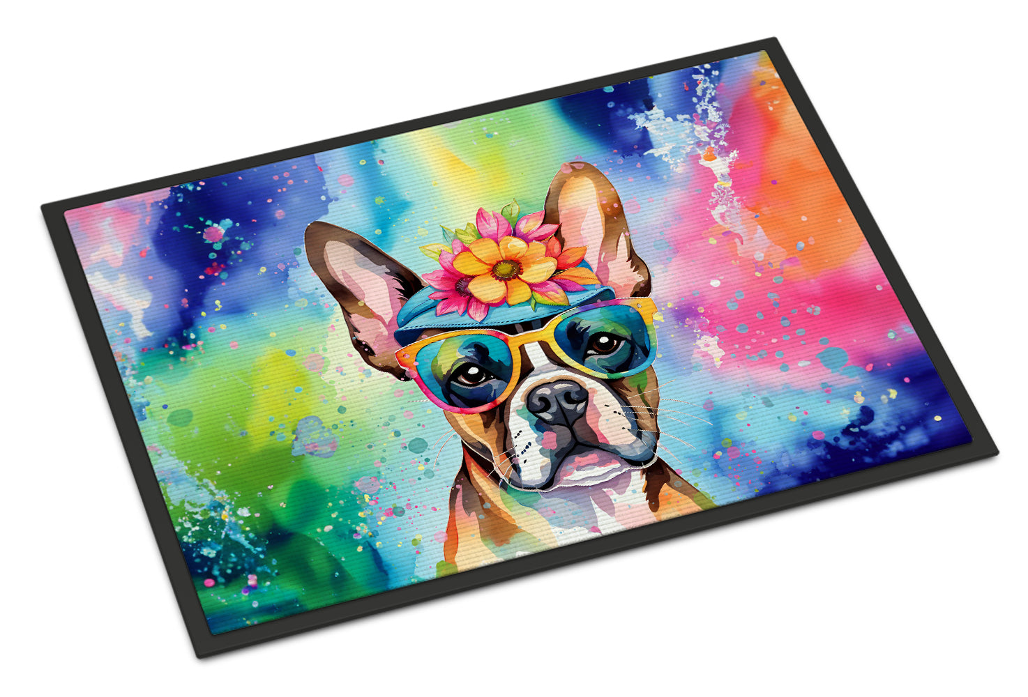 Buy this Boston Terrier Hippie Dawg Doormat