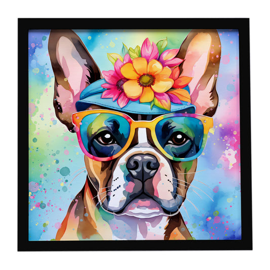 Buy this Boston Terrier Hippie Dawg Framed Metal Print