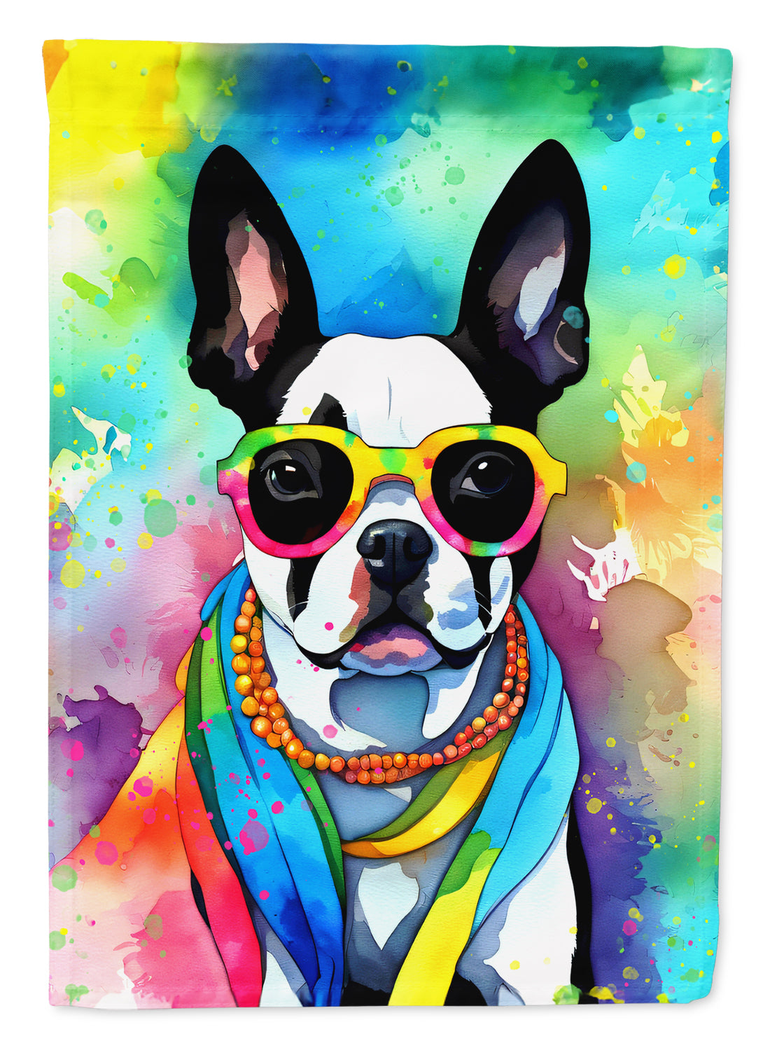 Buy this Boston Terrier Hippie Dawg Garden Flag