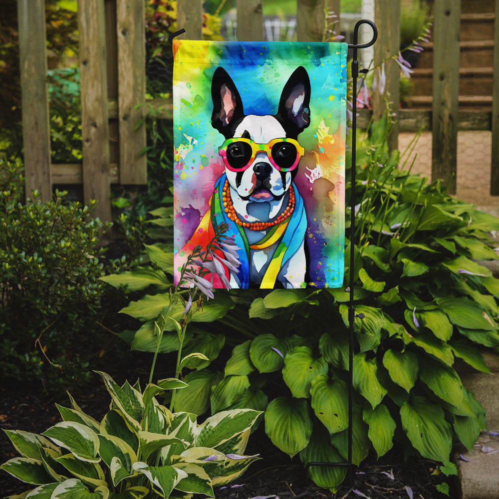 Boston Terrier Hippie Dawg Garden Flag