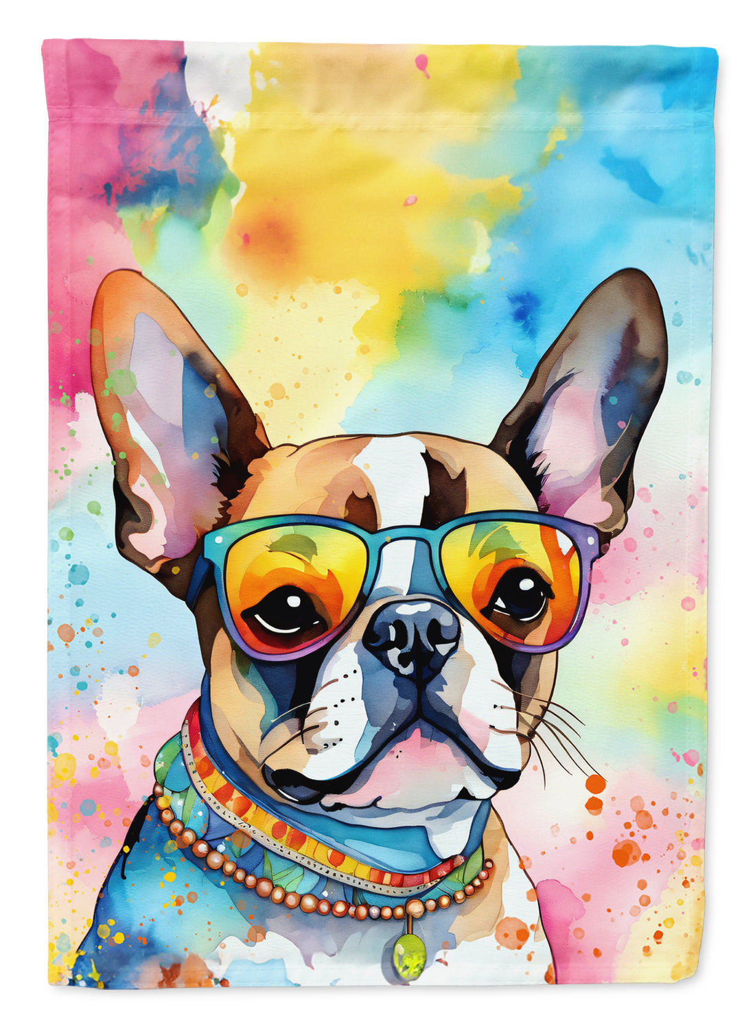 Buy this Boston Terrier Hippie Dawg Garden Flag