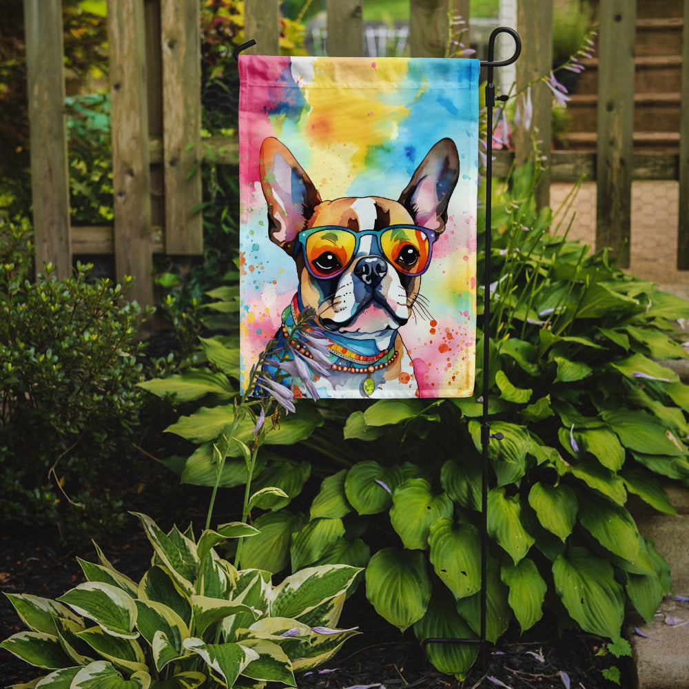 Boston Terrier Hippie Dawg Garden Flag