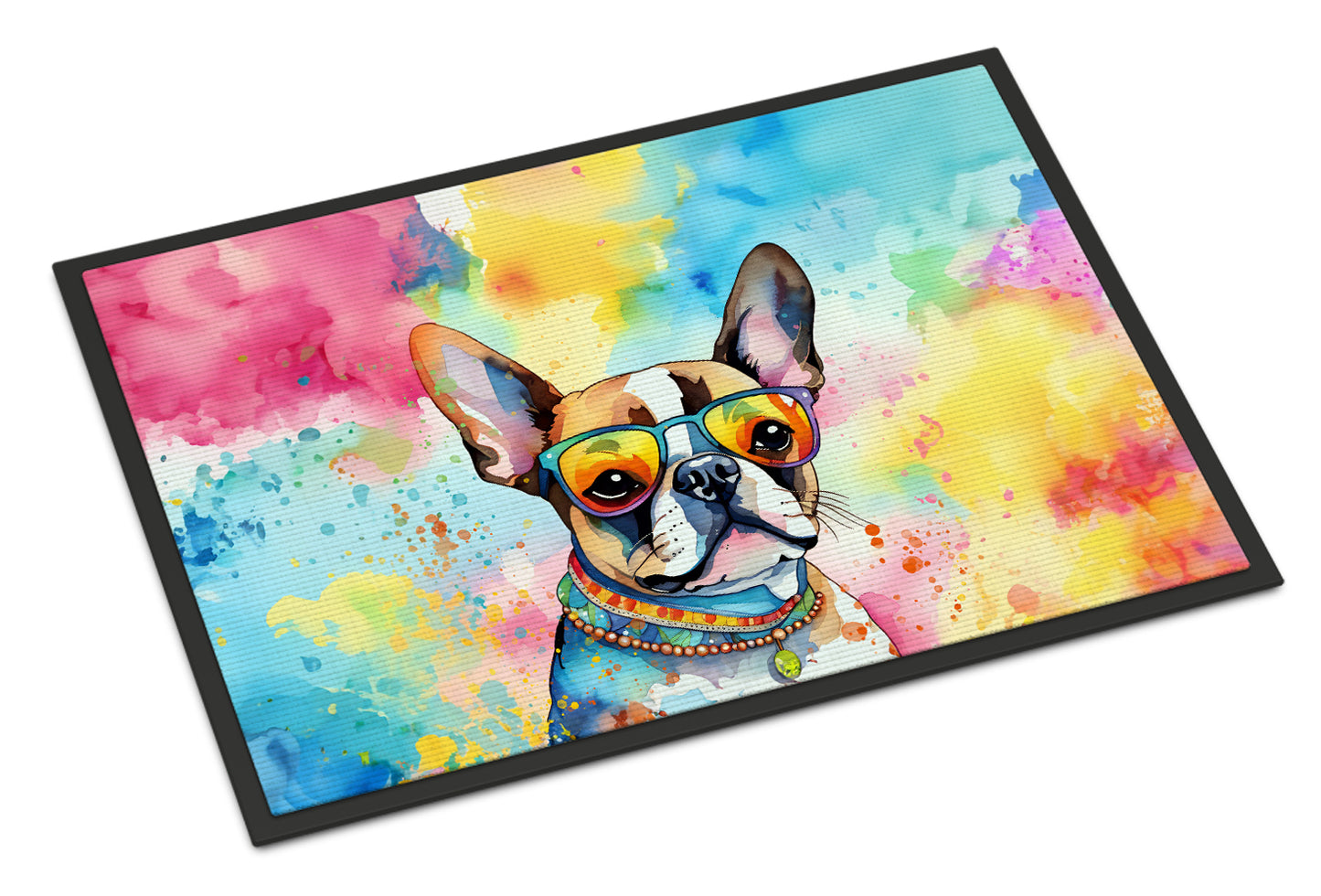 Buy this Boston Terrier Hippie Dawg Doormat