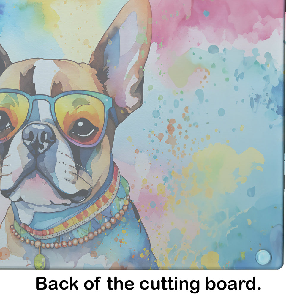 Boston Terrier Hippie Dawg Glass Cutting Board