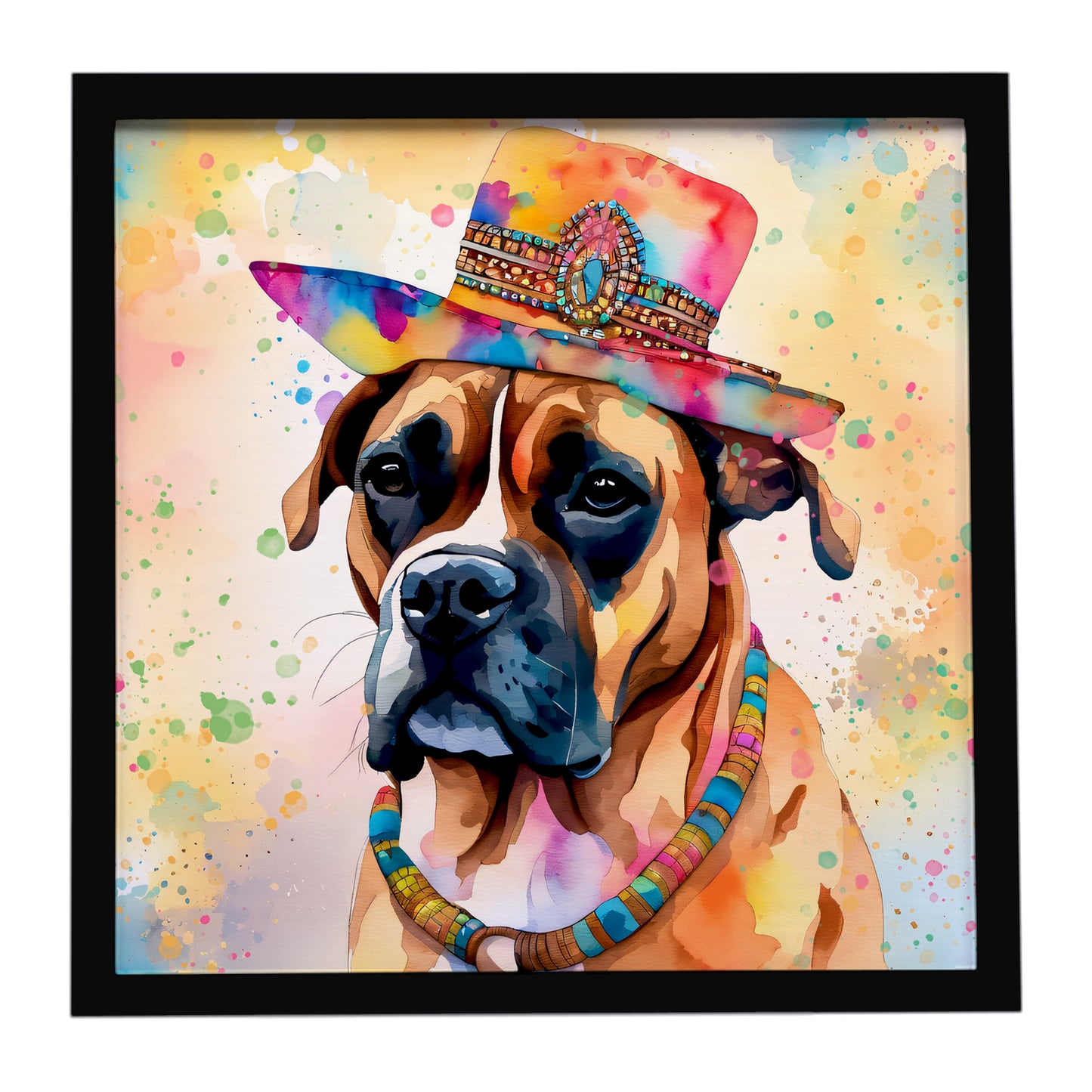 Buy this Boxer Hippie Dawg Framed Metal Print