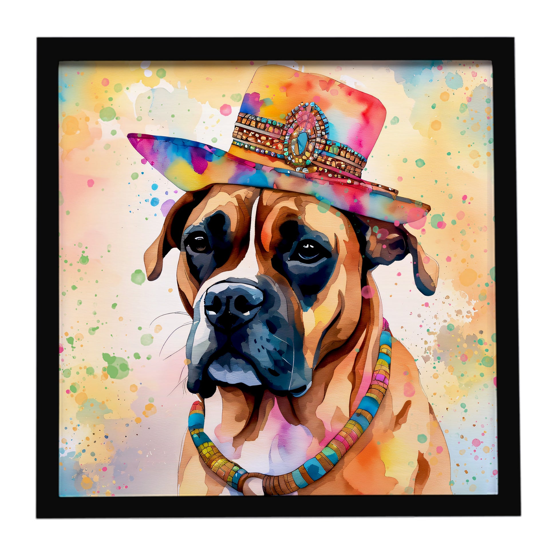 Buy this Boxer Hippie Dawg Framed Metal Print