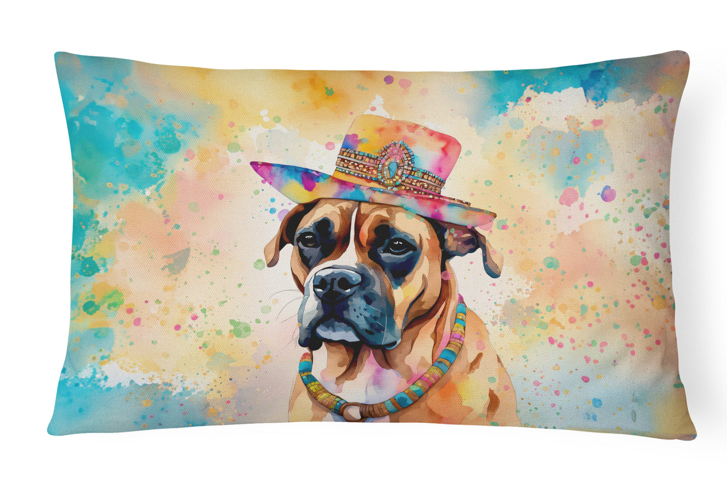 Buy this Boxer Hippie Dawg Throw Pillow