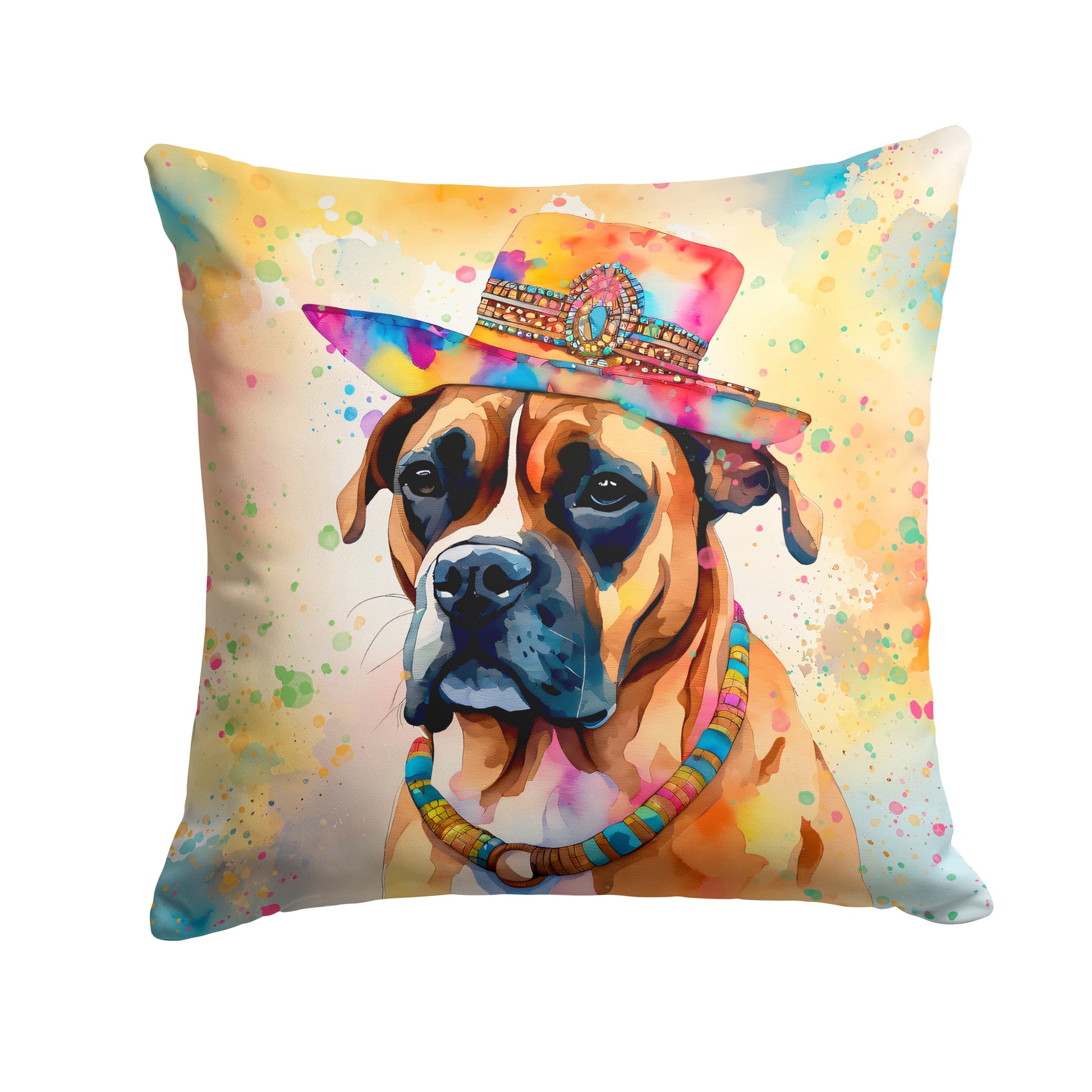 Buy this Boxer Hippie Dawg Throw Pillow