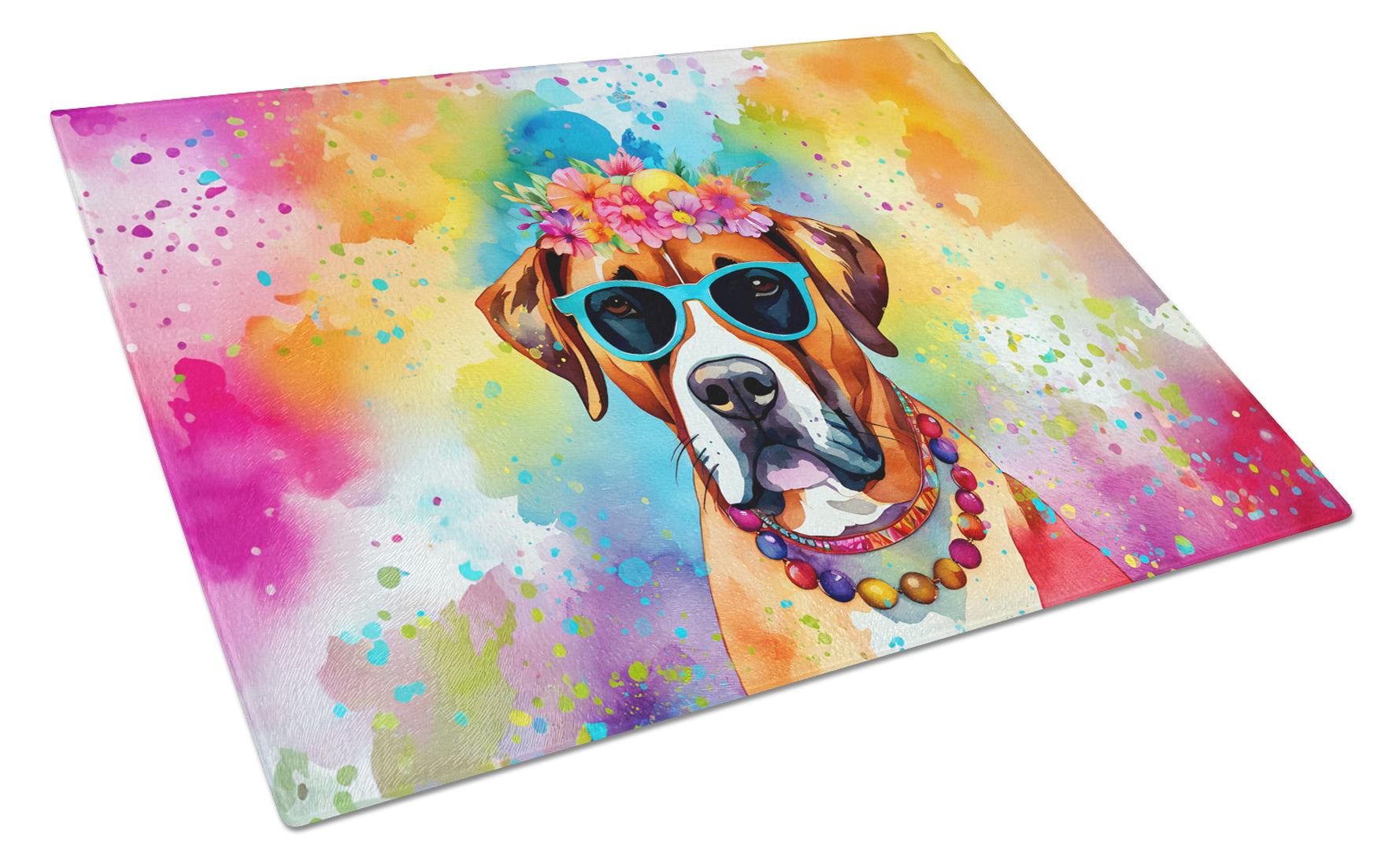 Buy this Boxer Hippie Dawg Glass Cutting Board