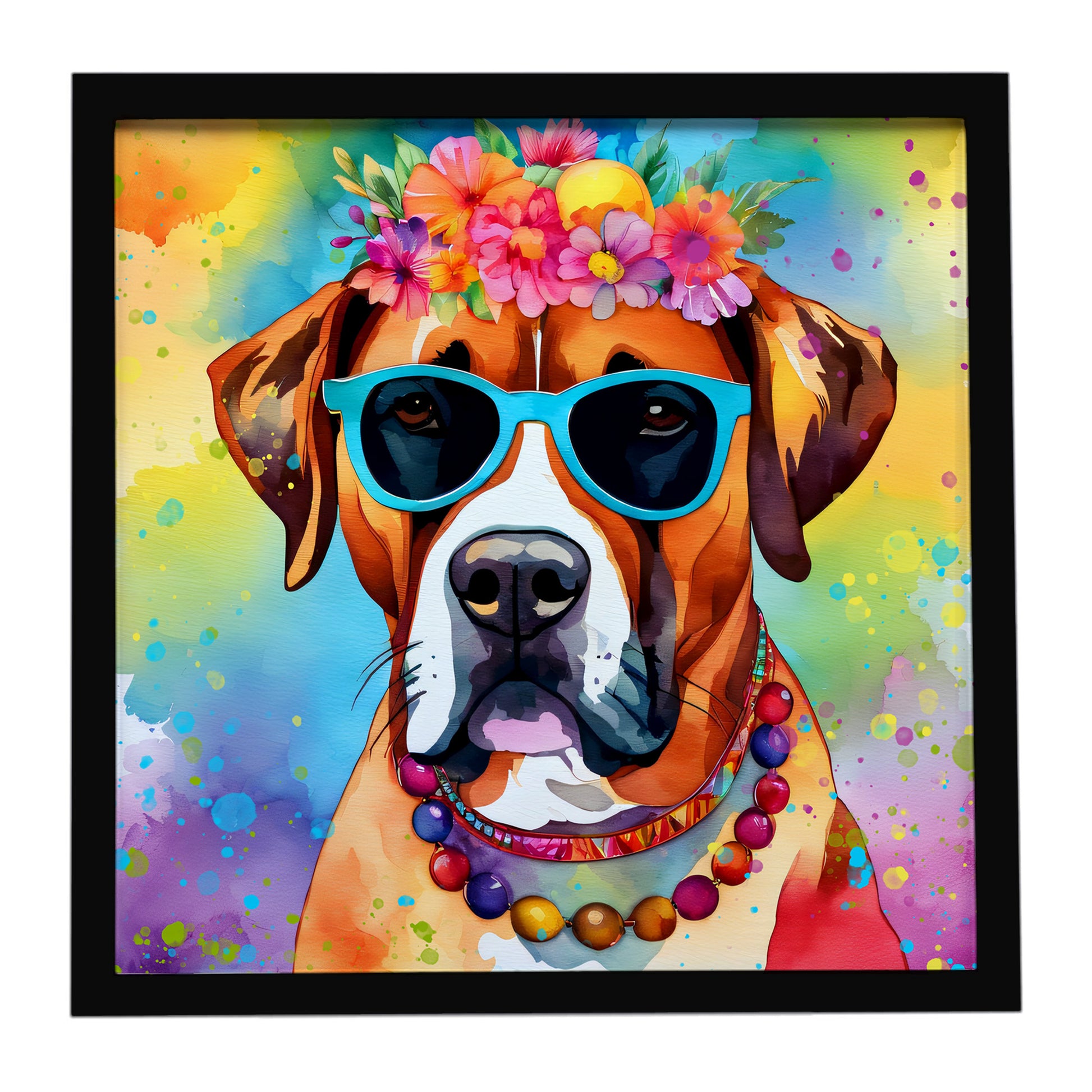 Buy this Boxer Hippie Dawg Framed Metal Print