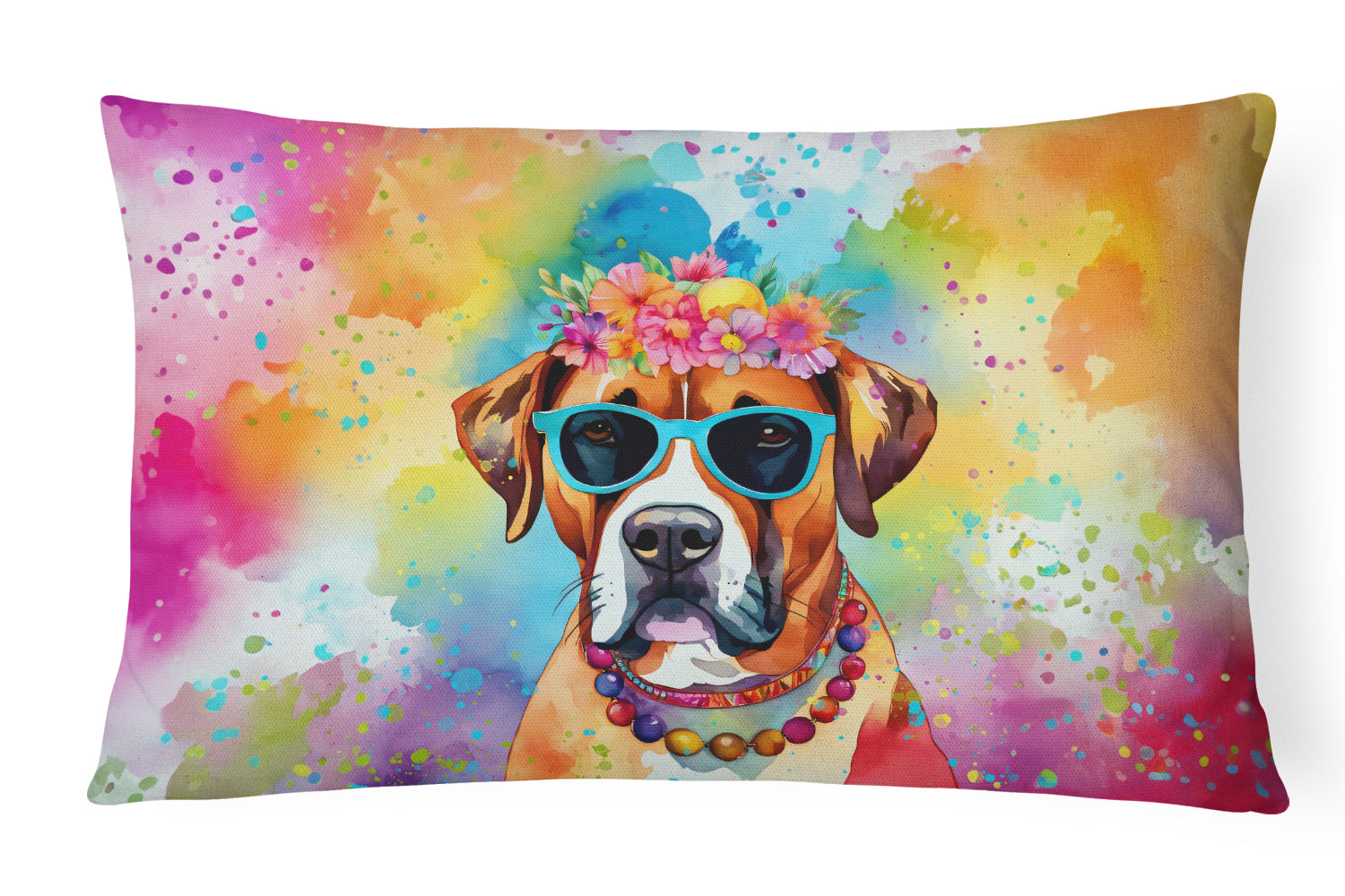 Buy this Boxer Hippie Dawg Throw Pillow