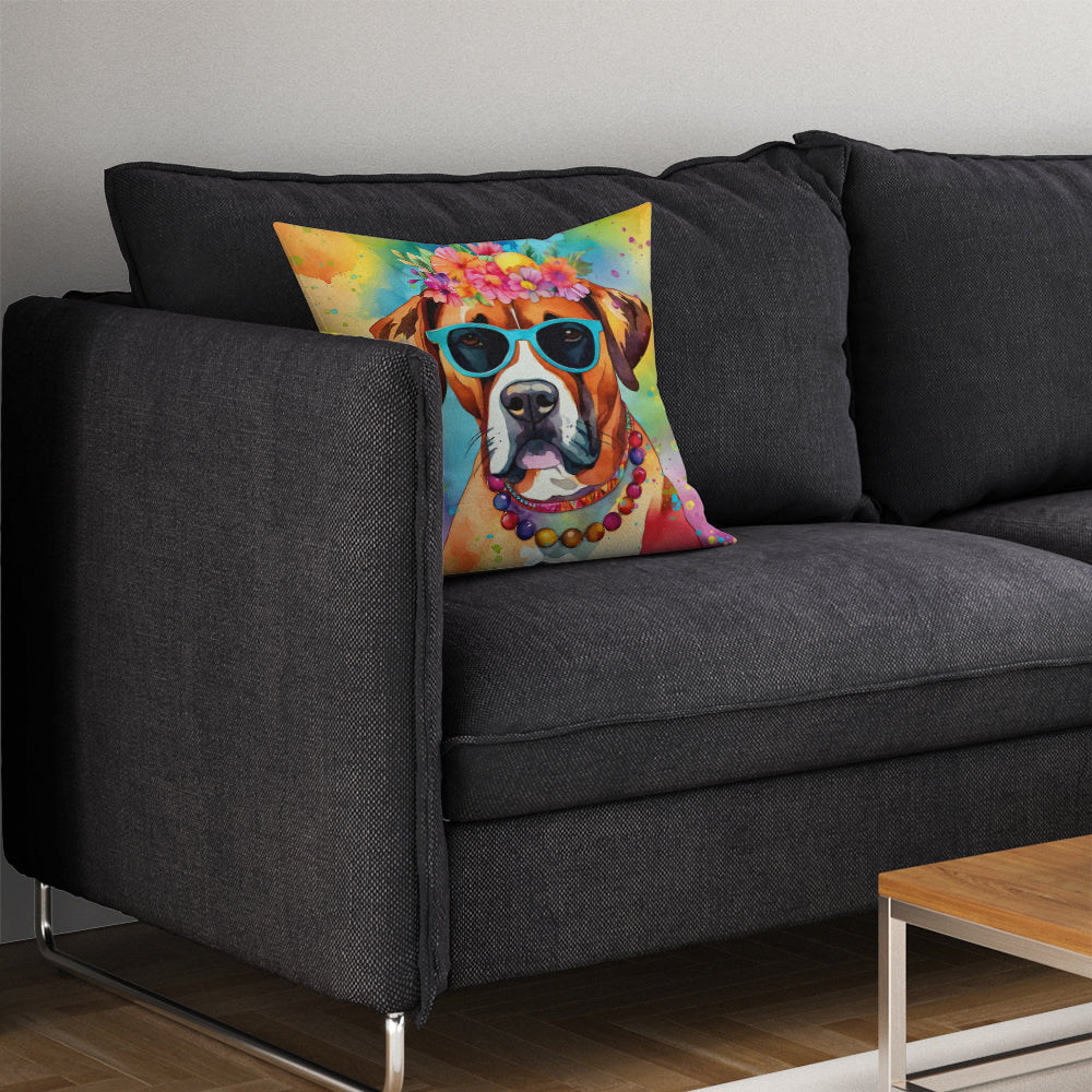 Boxer Hippie Dawg Throw Pillow