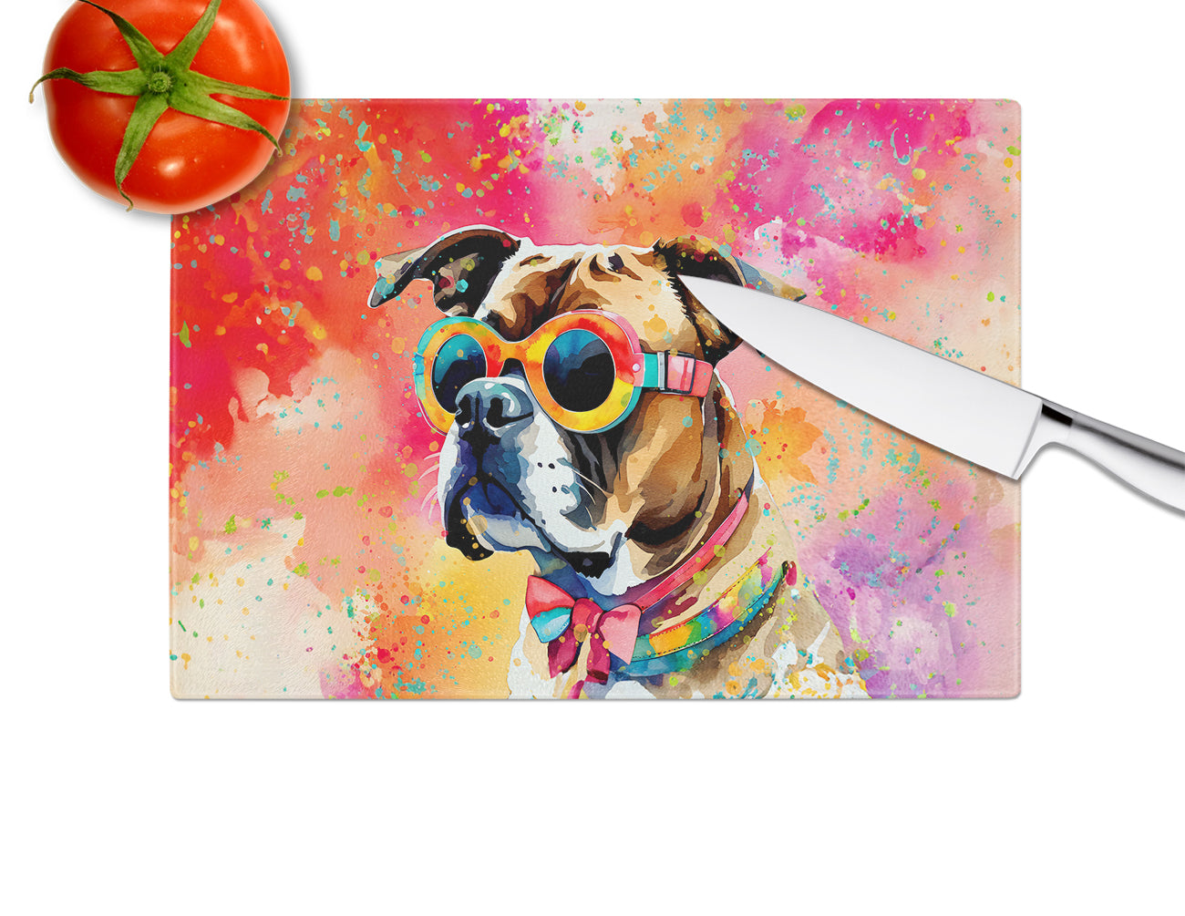 Boxer Hippie Dawg Glass Cutting Board