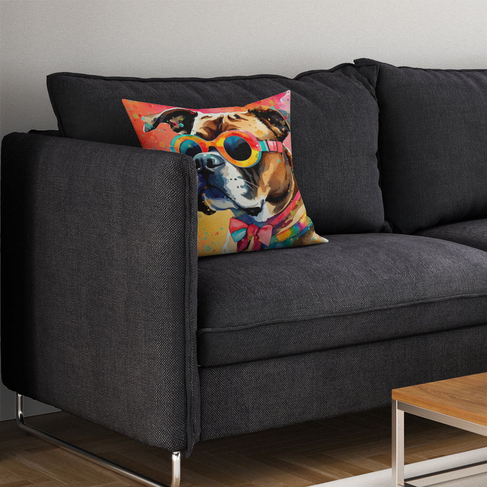 Boxer Hippie Dawg Throw Pillow