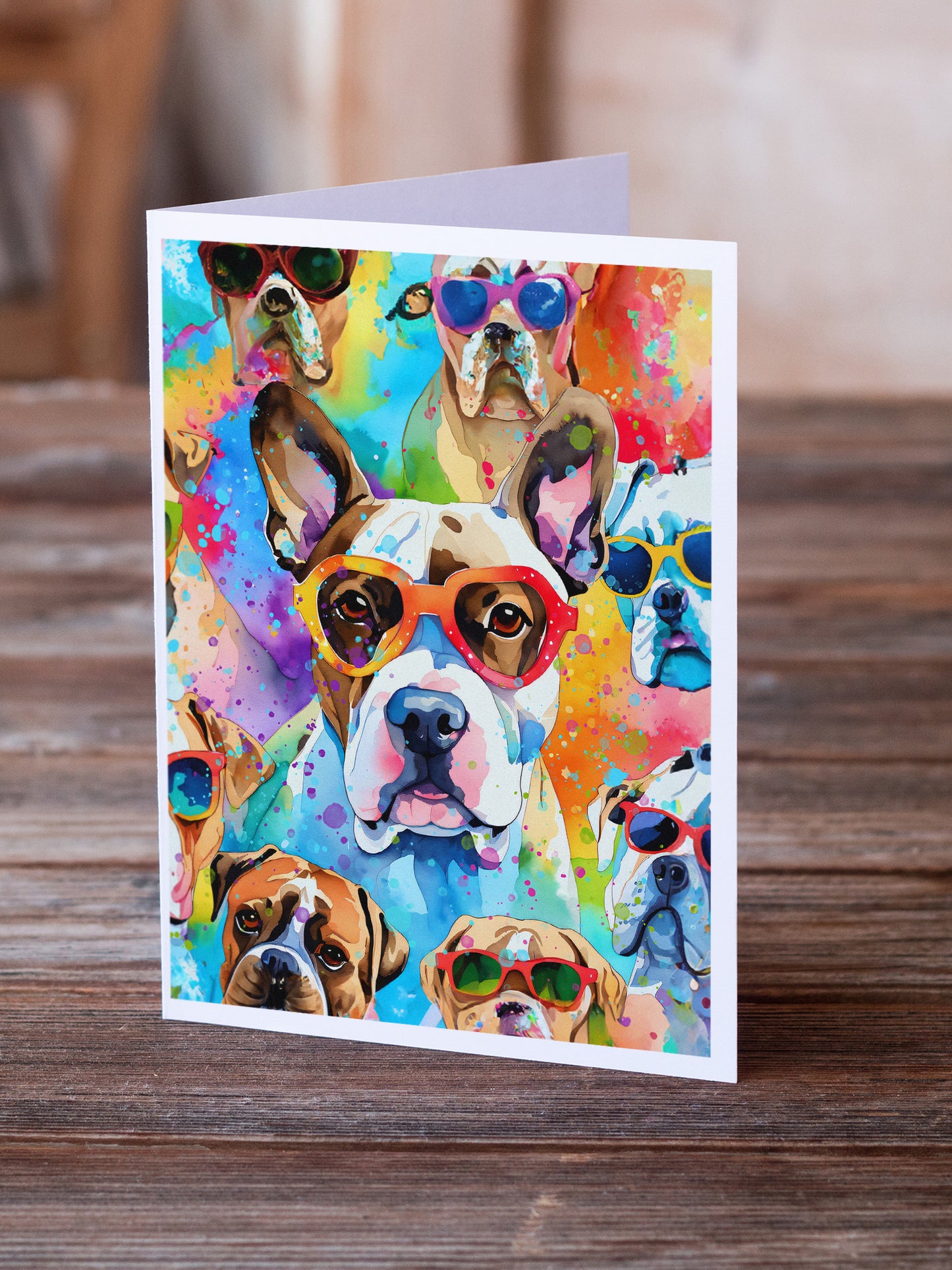 Boxer Hippie Dawg Greeting Cards Pack of 8