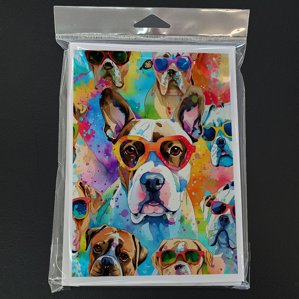 Boxer Hippie Dawg Greeting Cards Pack of 8
