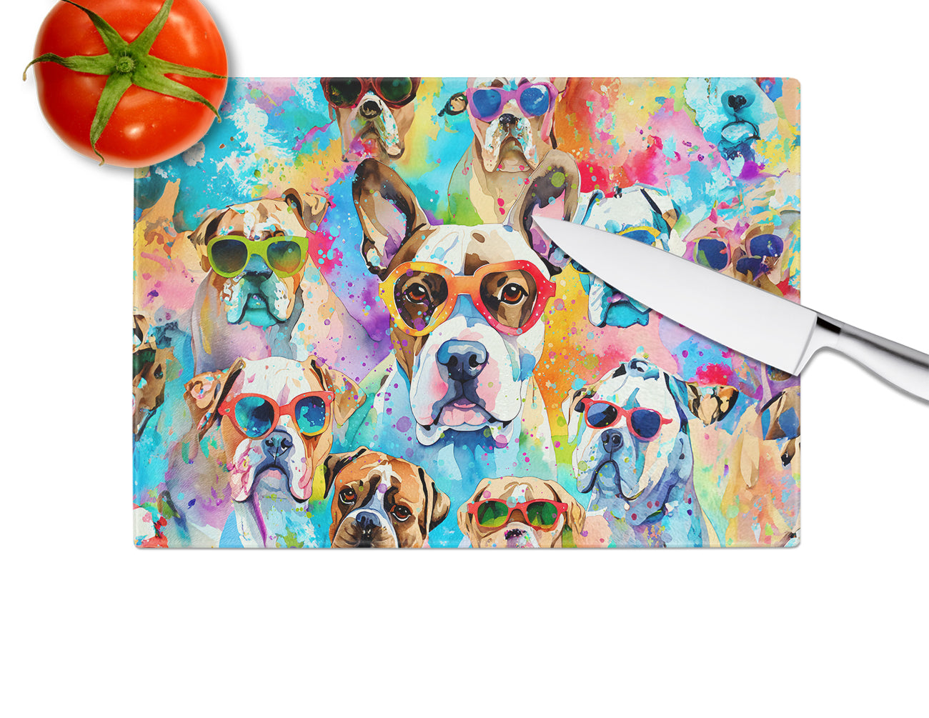 Boxer Hippie Dawg Glass Cutting Board