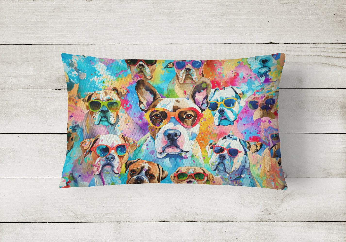 Boxer Hippie Dawg Throw Pillow