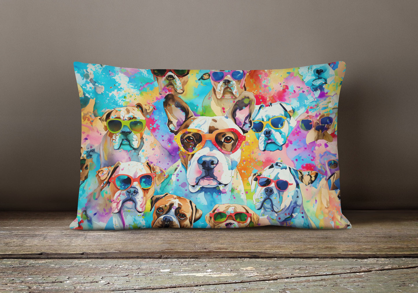 Boxer Hippie Dawg Throw Pillow