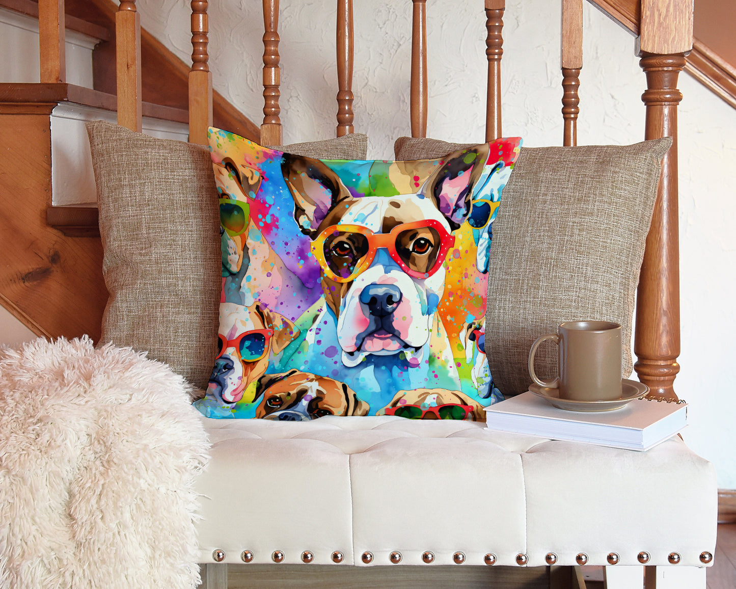 Boxer Hippie Dawg Throw Pillow