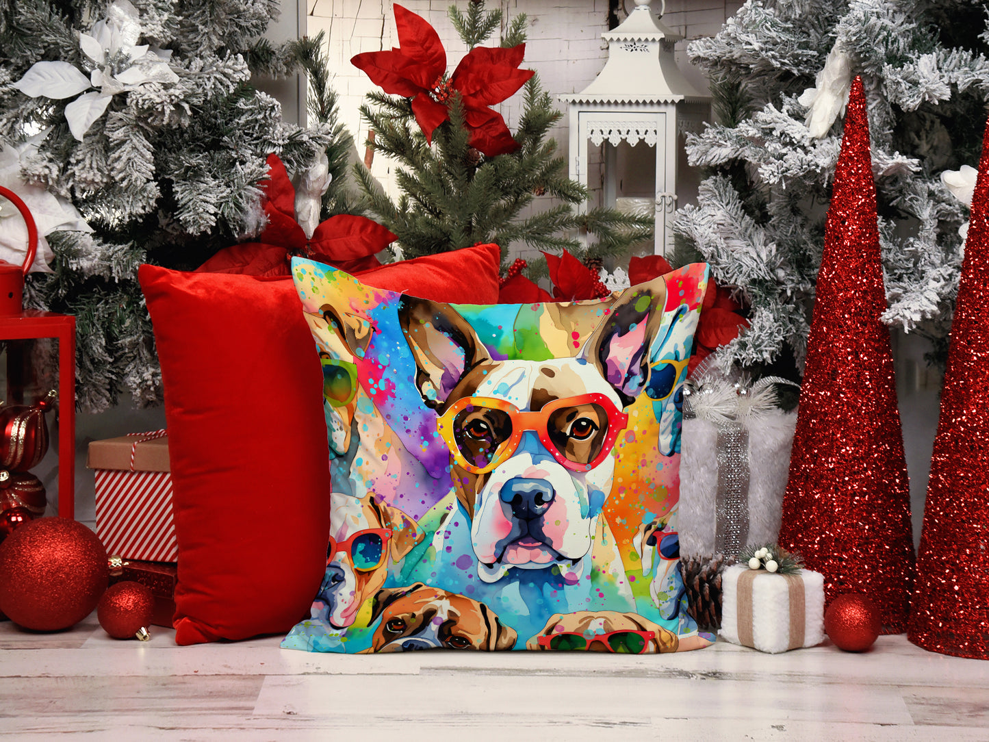 Boxer Hippie Dawg Throw Pillow