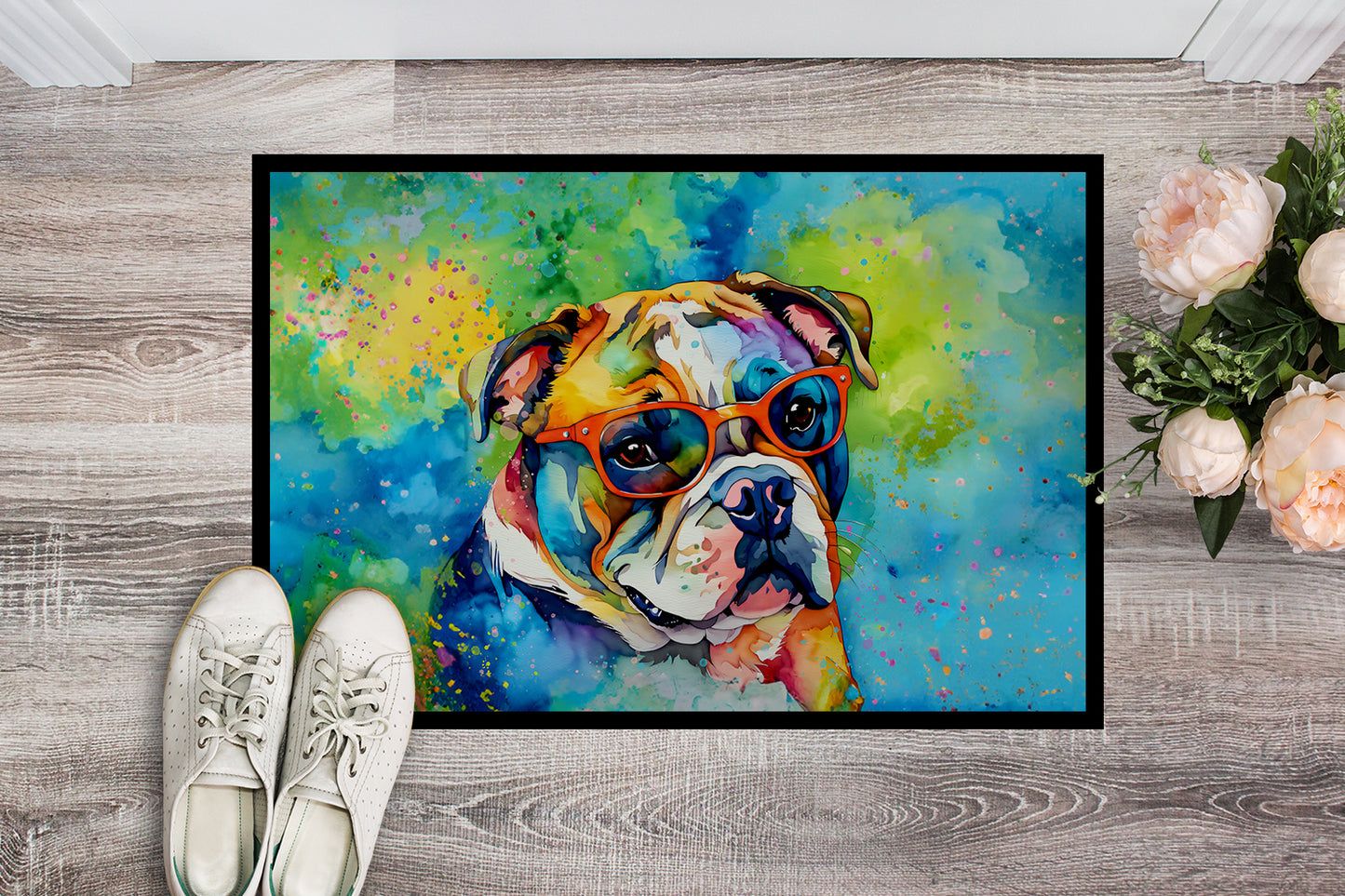 English Bulldog Hippie Dawg Doormat