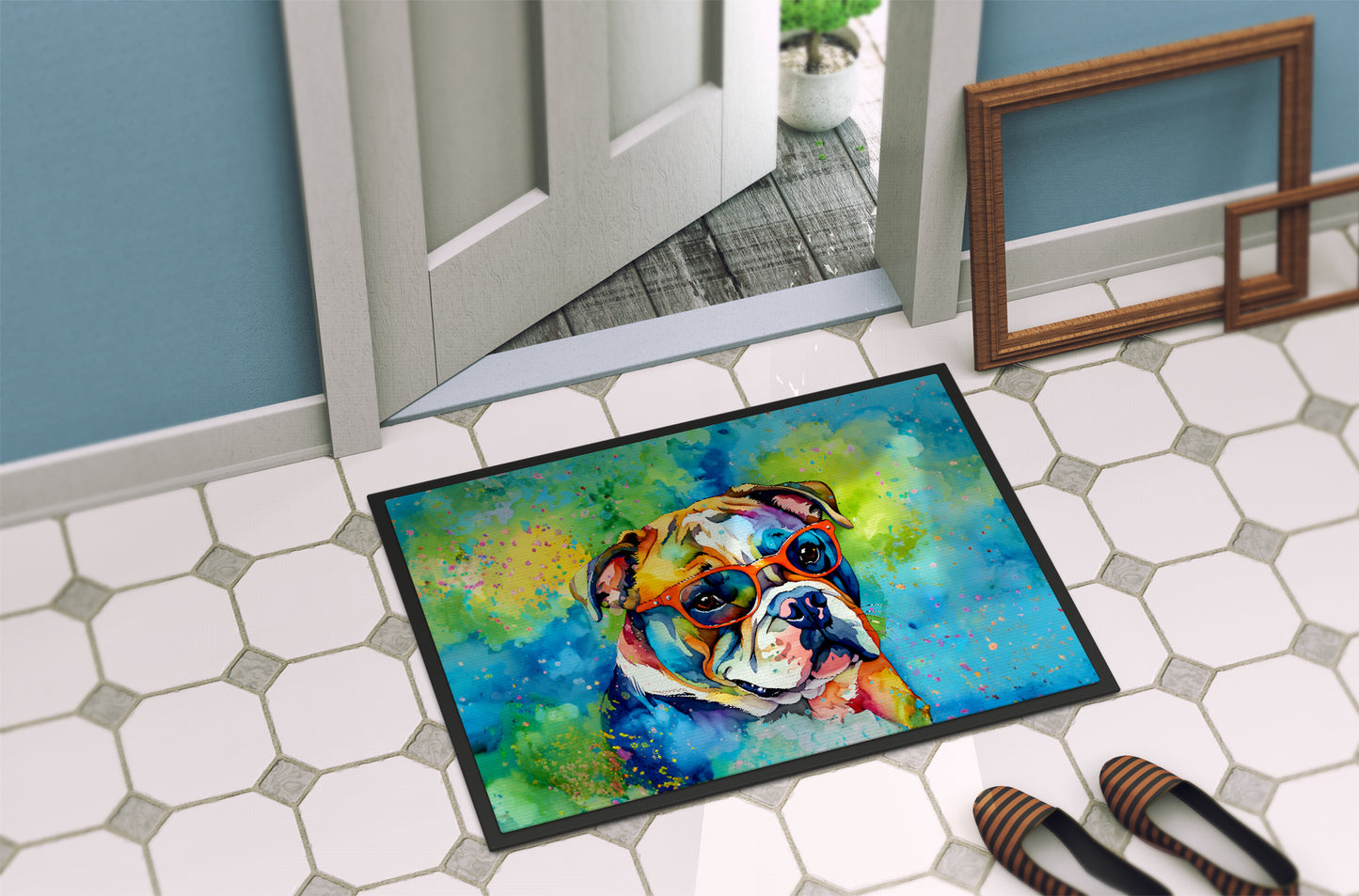 English Bulldog Hippie Dawg Doormat