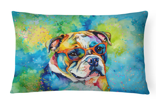 Buy this English Bulldog Hippie Dawg Throw Pillow