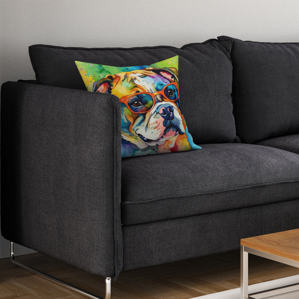 English Bulldog Hippie Dawg Throw Pillow