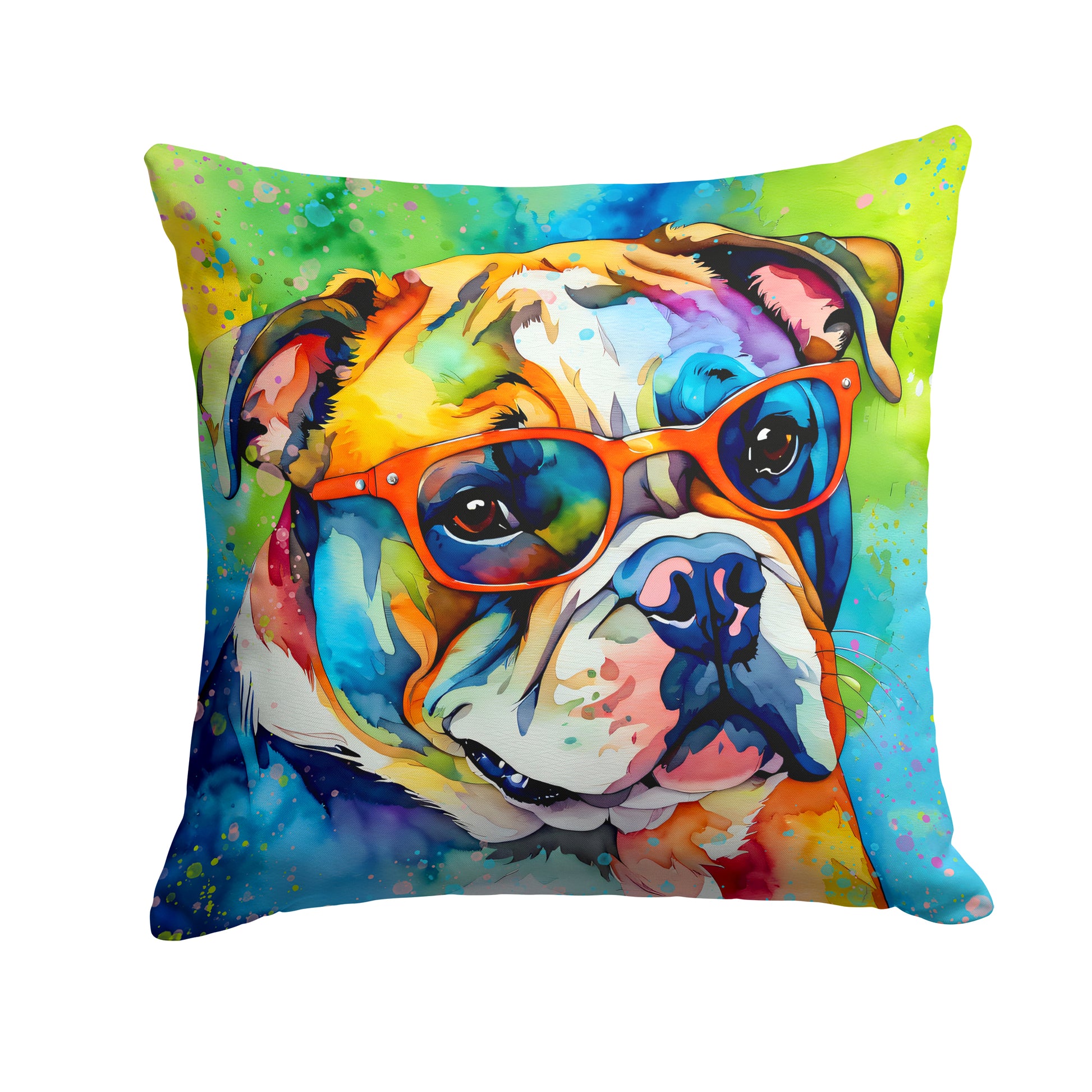 Buy this English Bulldog Hippie Dawg Throw Pillow