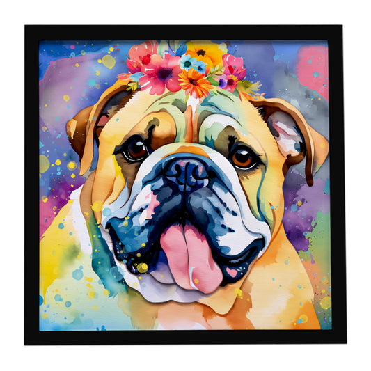Buy this English Bulldog Hippie Dawg Framed Metal Print