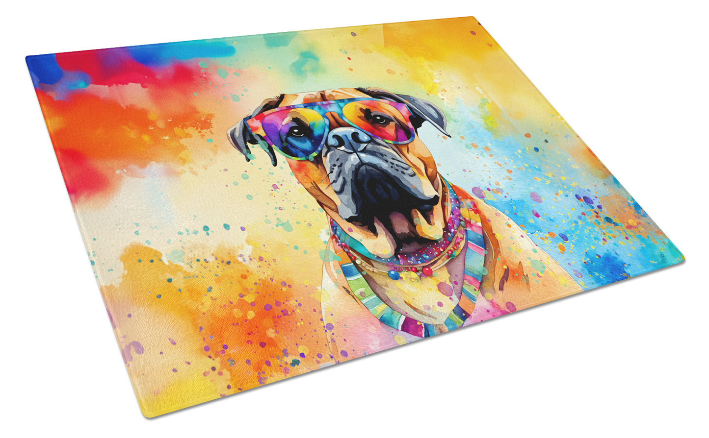 Buy this Bullmastiff Hippie Dawg Glass Cutting Board